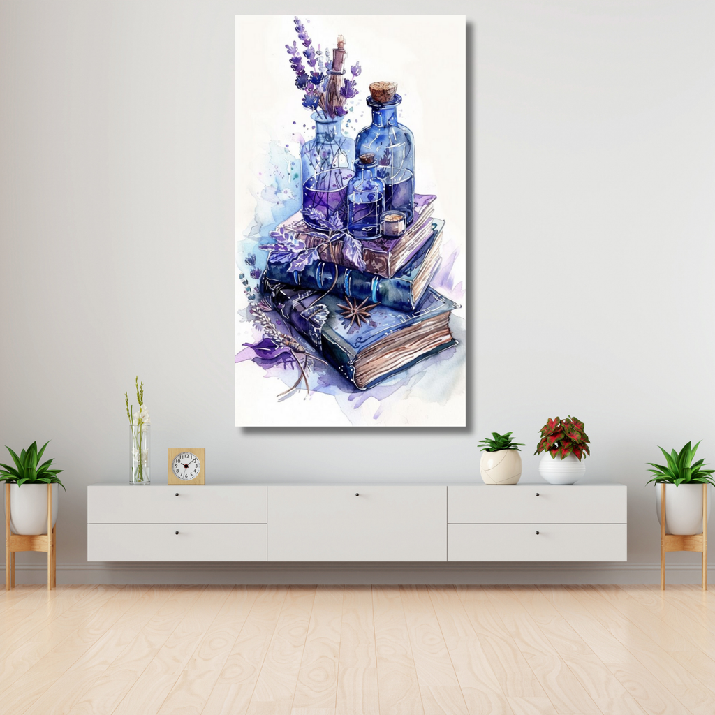 Canvas Print Watercolor Look Book and Flower Themed HD Digital Print Canvas Print