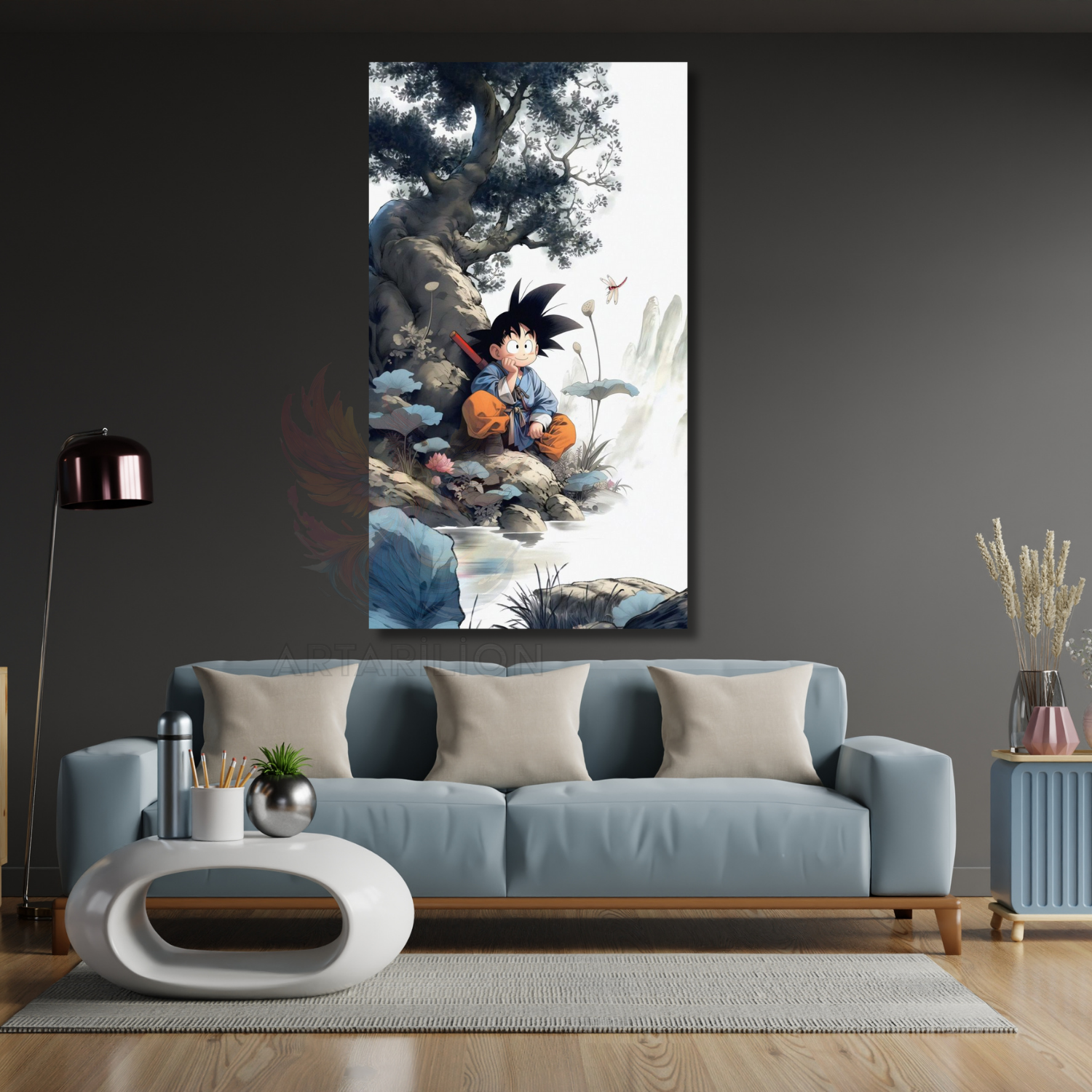 Anime Goku Dragon Ball Temalı Dijital Baskı Oyuncu Odası Kanvas Tablo