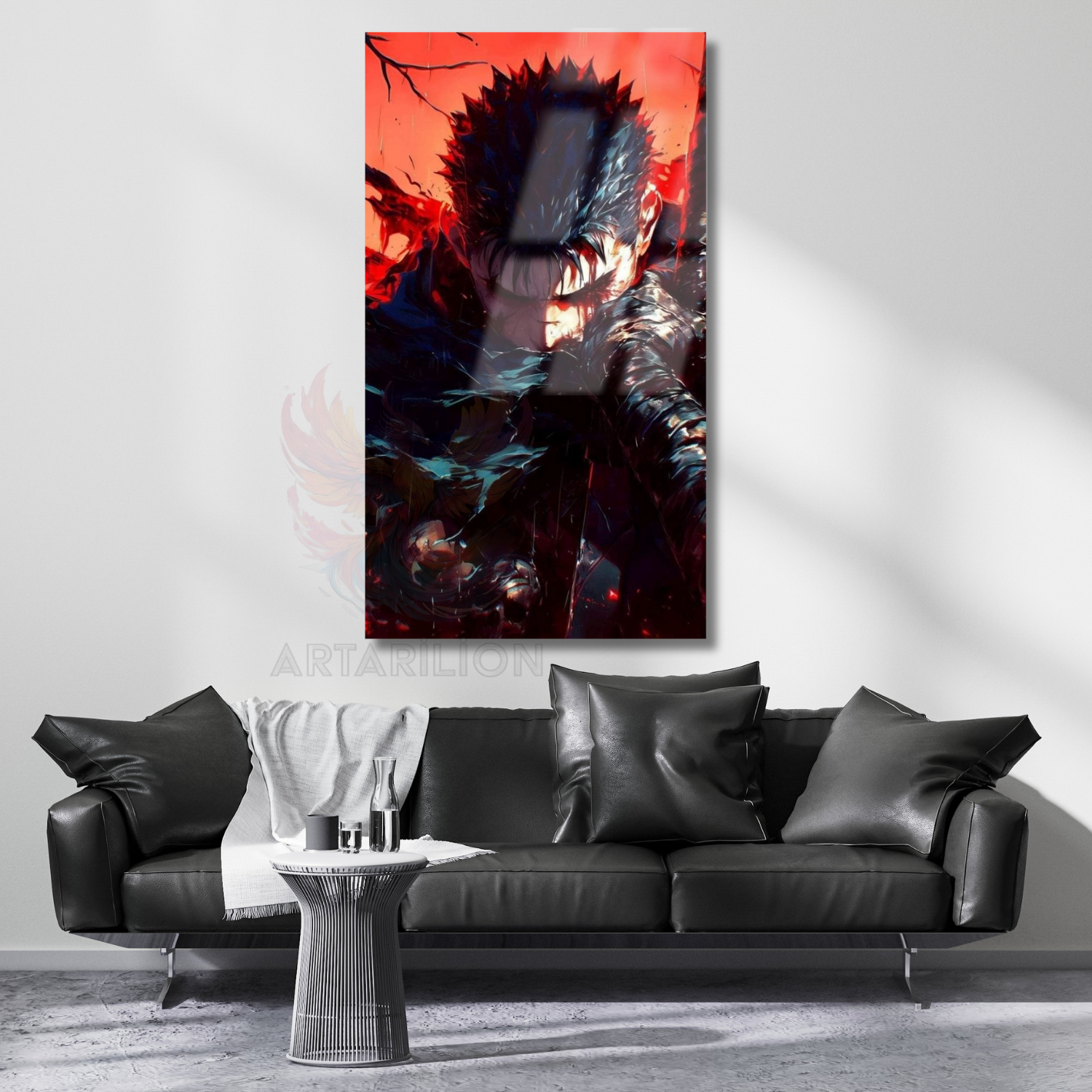 Anime Guts Berserk Temalı Dijital Baskı Oyuncu Odası Cam Tablo