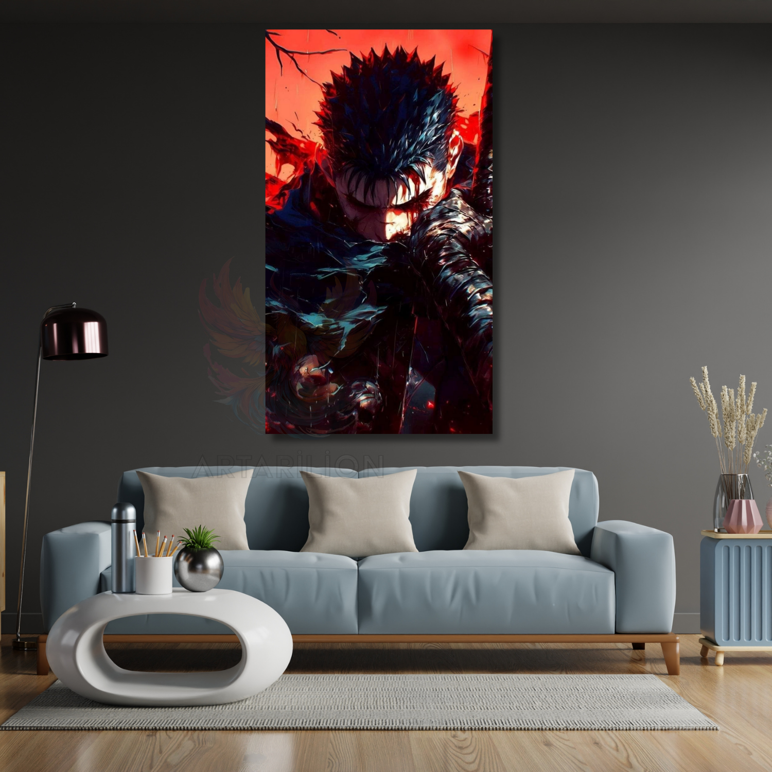 Anime Guts Berserk Temalı Dijital Baskı Oyuncu Odası Kanvas Tablo