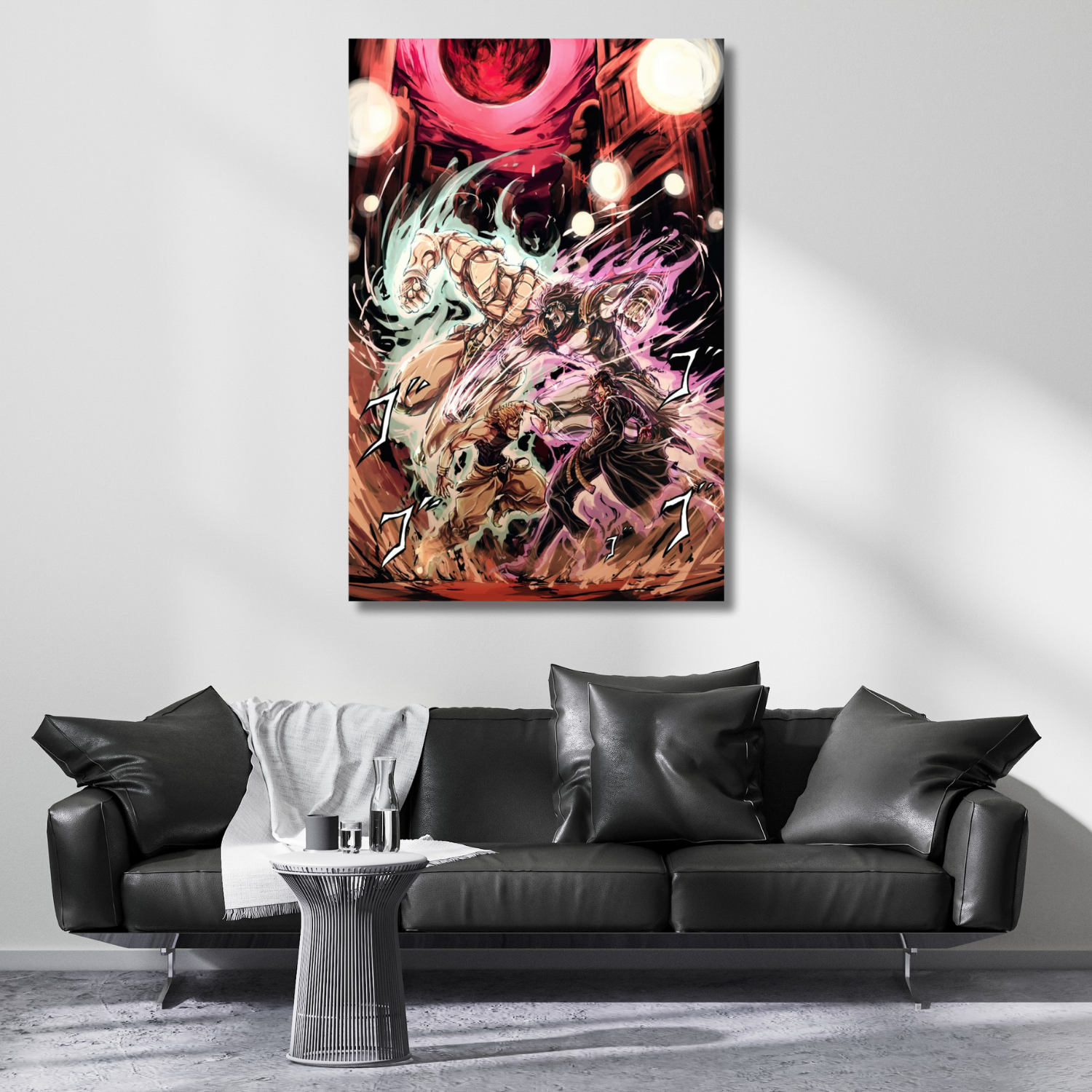 Anime Jojo Jotaro ve Dio Temalı Dijital Baskı Oyuncu Odası Kanvas Tablo