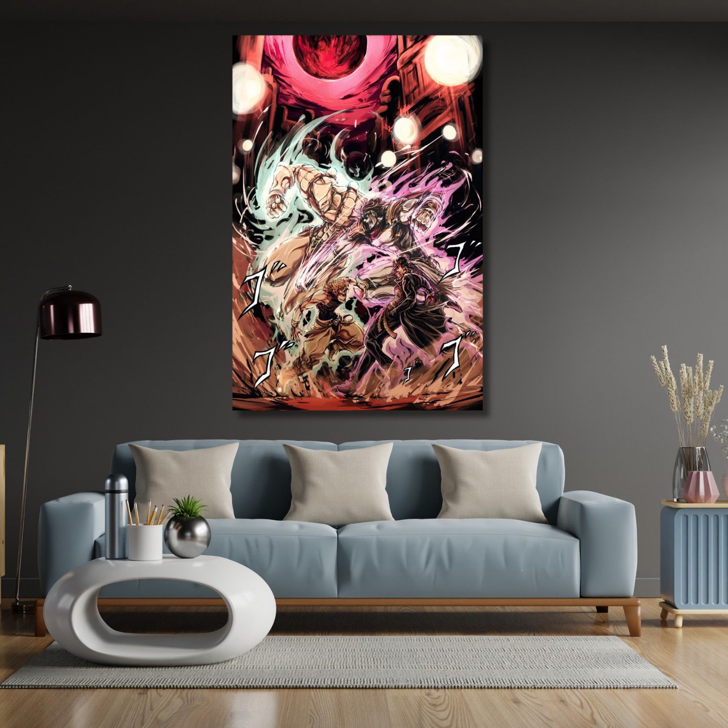 Anime Jojo Jotaro ve Dio Temalı Dijital Baskı Oyuncu Odası Kanvas Tablo