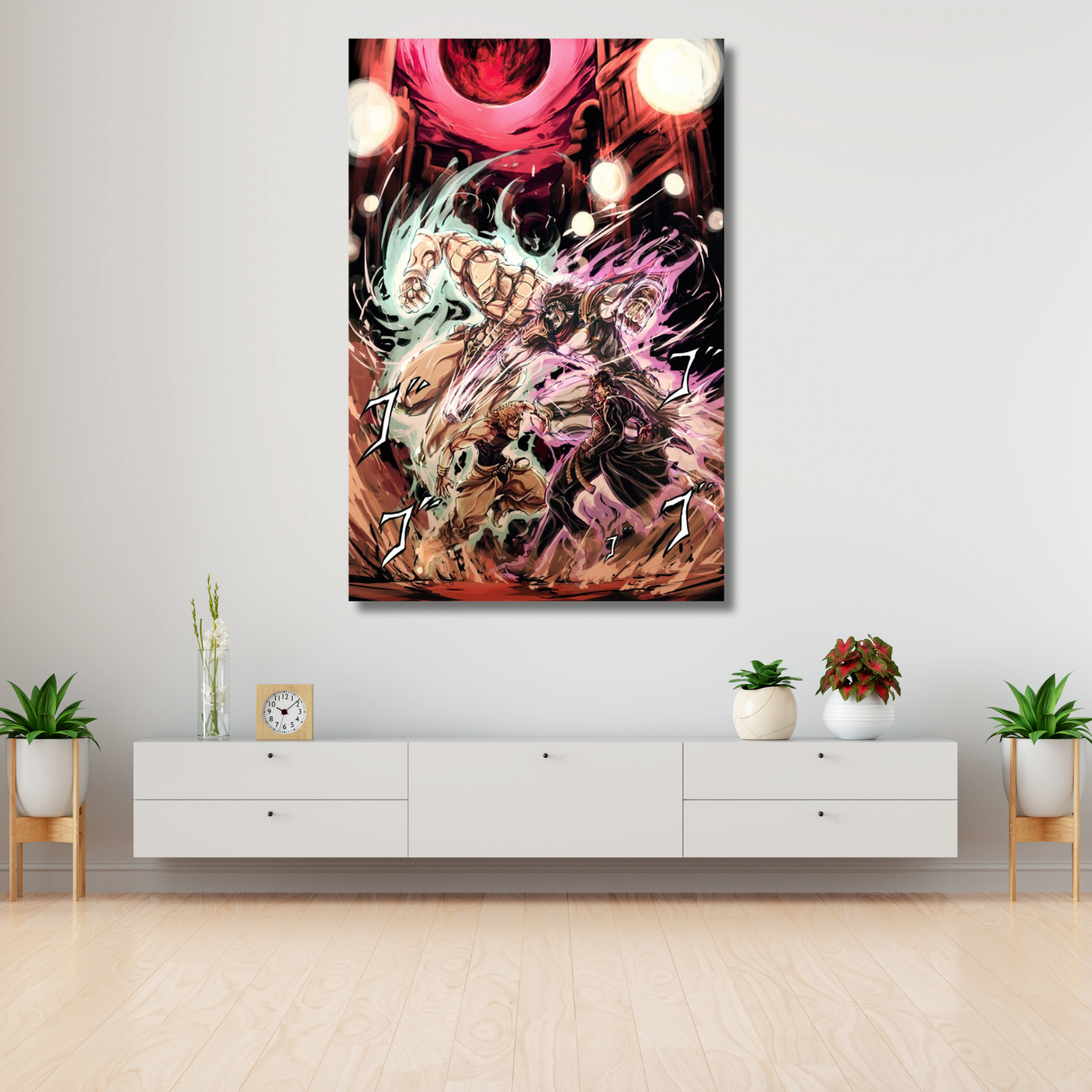 Anime Jojo Jotaro ve Dio Temalı Dijital Baskı Oyuncu Odası Kanvas Tablo