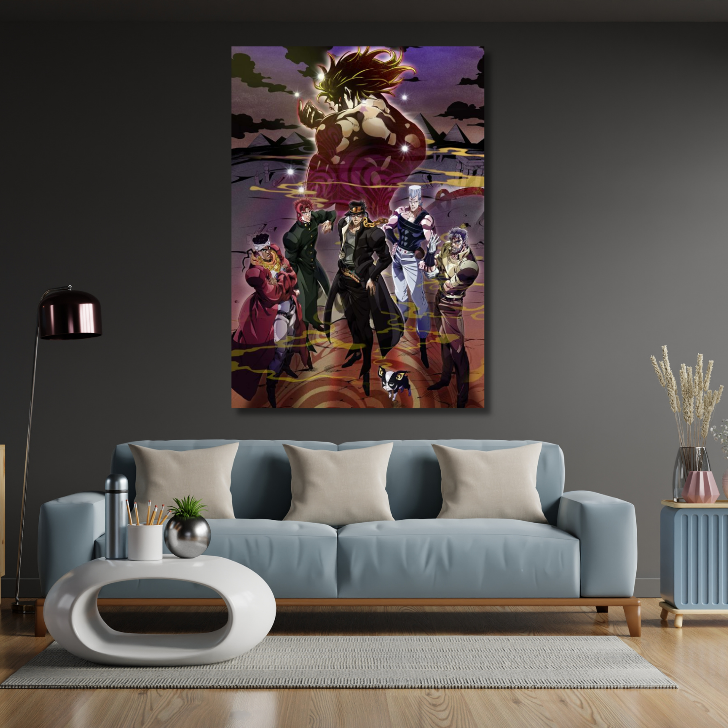 Anime Jojo Temalı Dijital Baskı Oyuncu Odası Kanvas Tablo