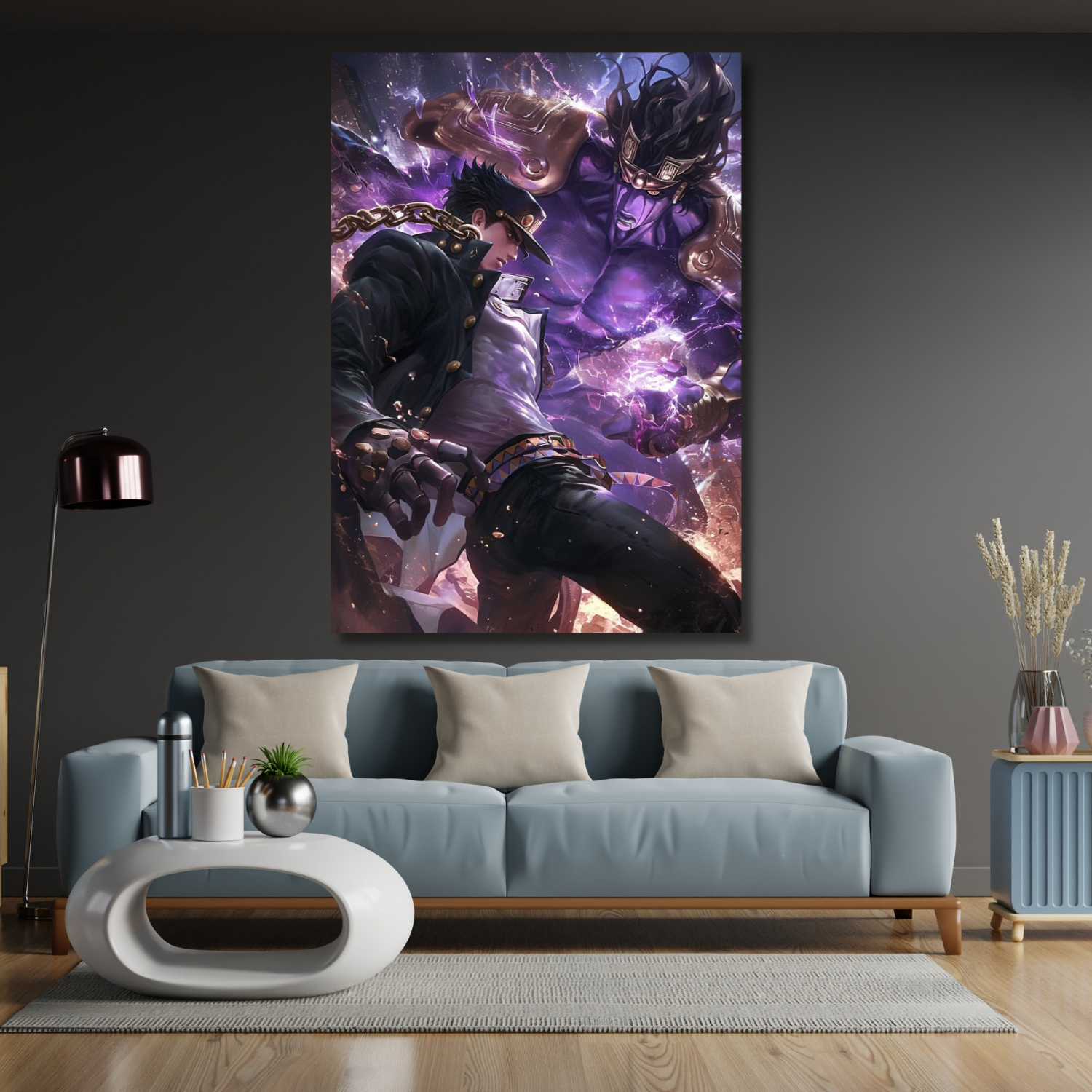 Anime Jojo Jotaro Temalı Dijital Baskı Oyuncu Odası Kanvas Tablo