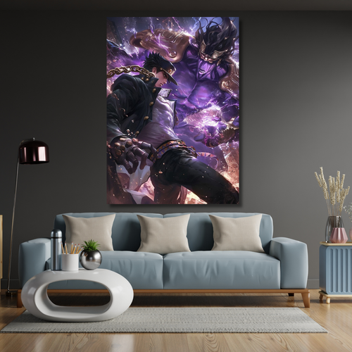 Anime Jojo Jotaro Temalı Dijital Baskı Oyuncu Odası Kanvas Tablo