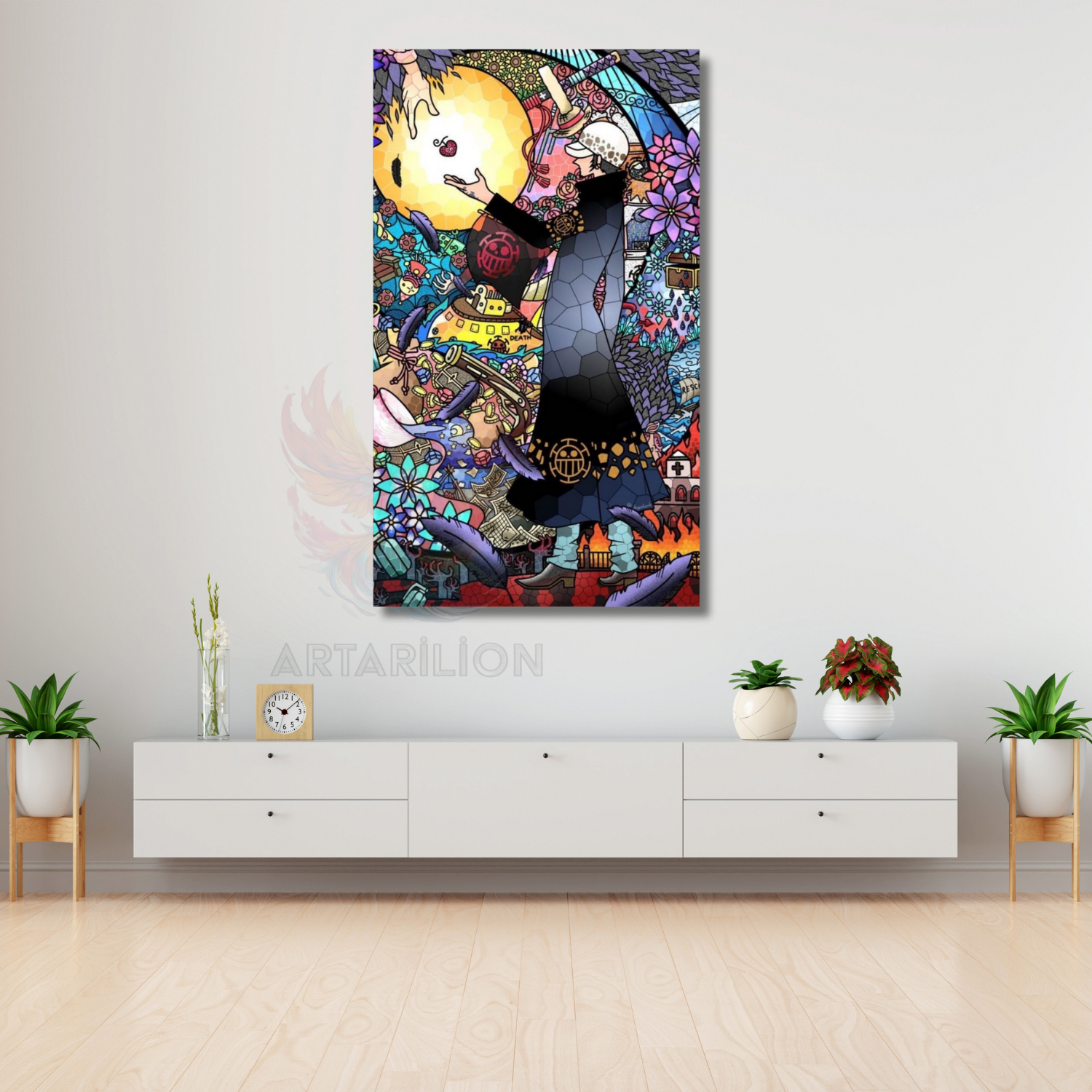 Anime Law One Piece Temalı Dijital Baskı Oyuncu Odası Kanvas Tablo