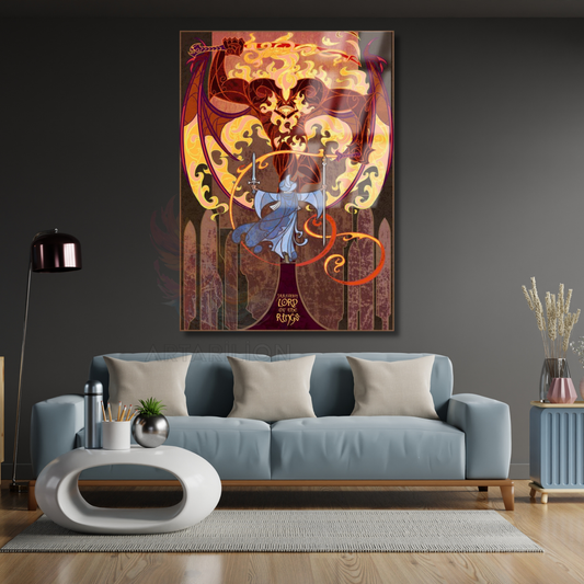 Cam Tablo Balrog Yüzüklerin Efendisi Temalı Dijital Baskı Cam Tablo Oyuncu Odası Tablosu Dizi Film