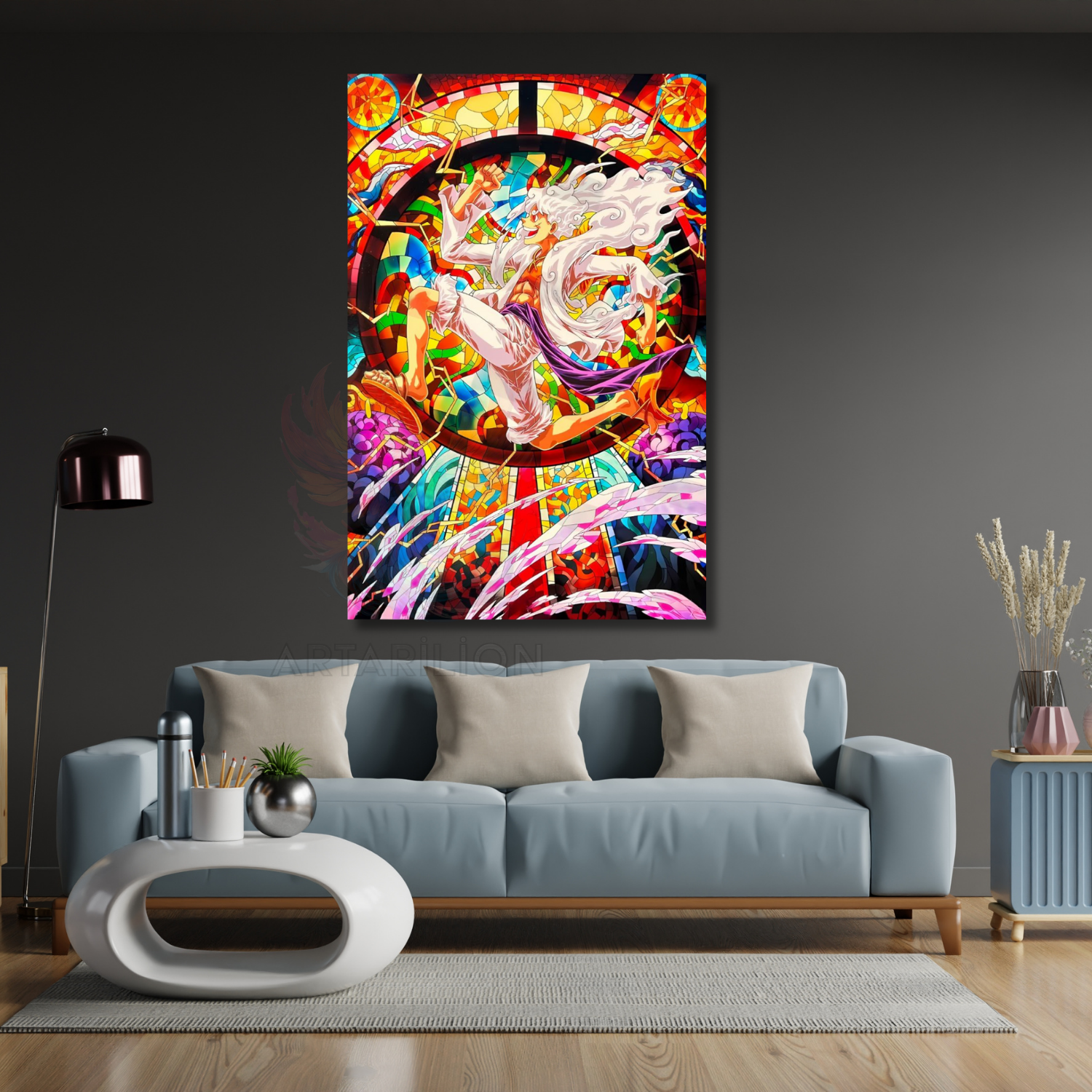 Anime Luffy One Piece Temalı Dijital Baskı Oyuncu Odası Kanvas Tablo