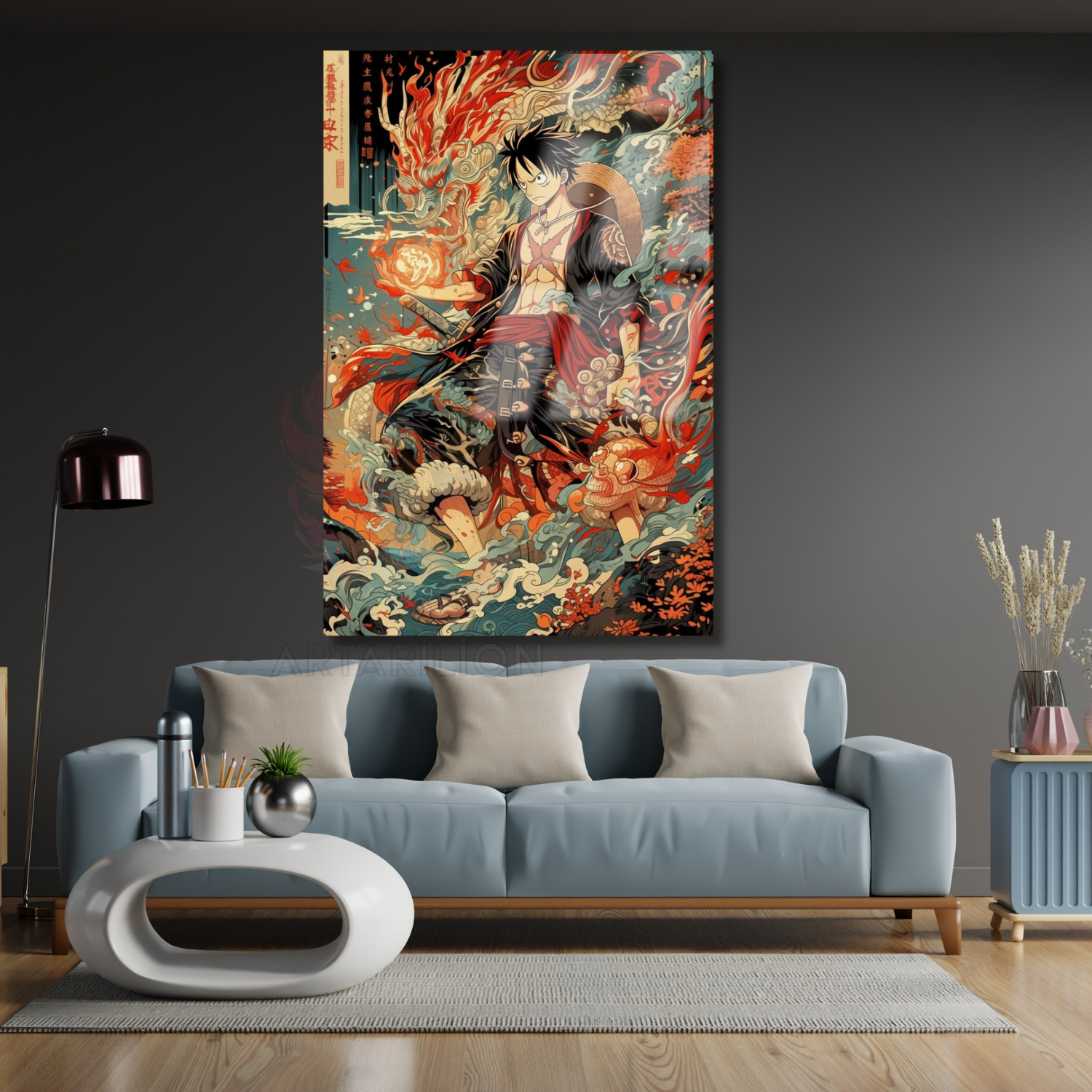 Glass Anime Painting One Piece Themed Luffy Digital Print Glass Painting TV Series Movie Anime Painting