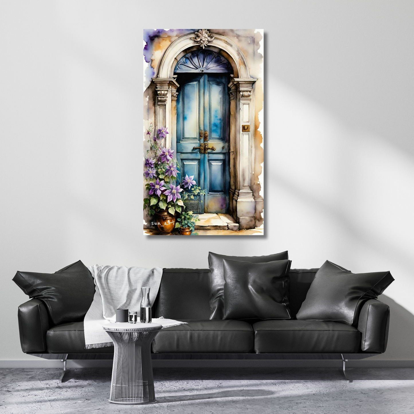 Canvas Landscape Flowers and Door HD Digital Print Painting Living Room Painting