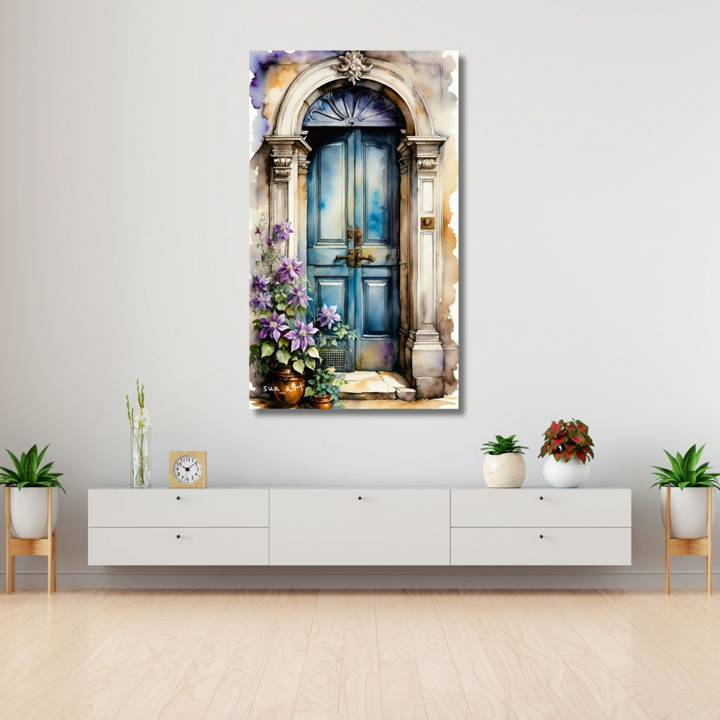 Canvas Landscape Flowers and Door HD Digital Print Painting Living Room Painting