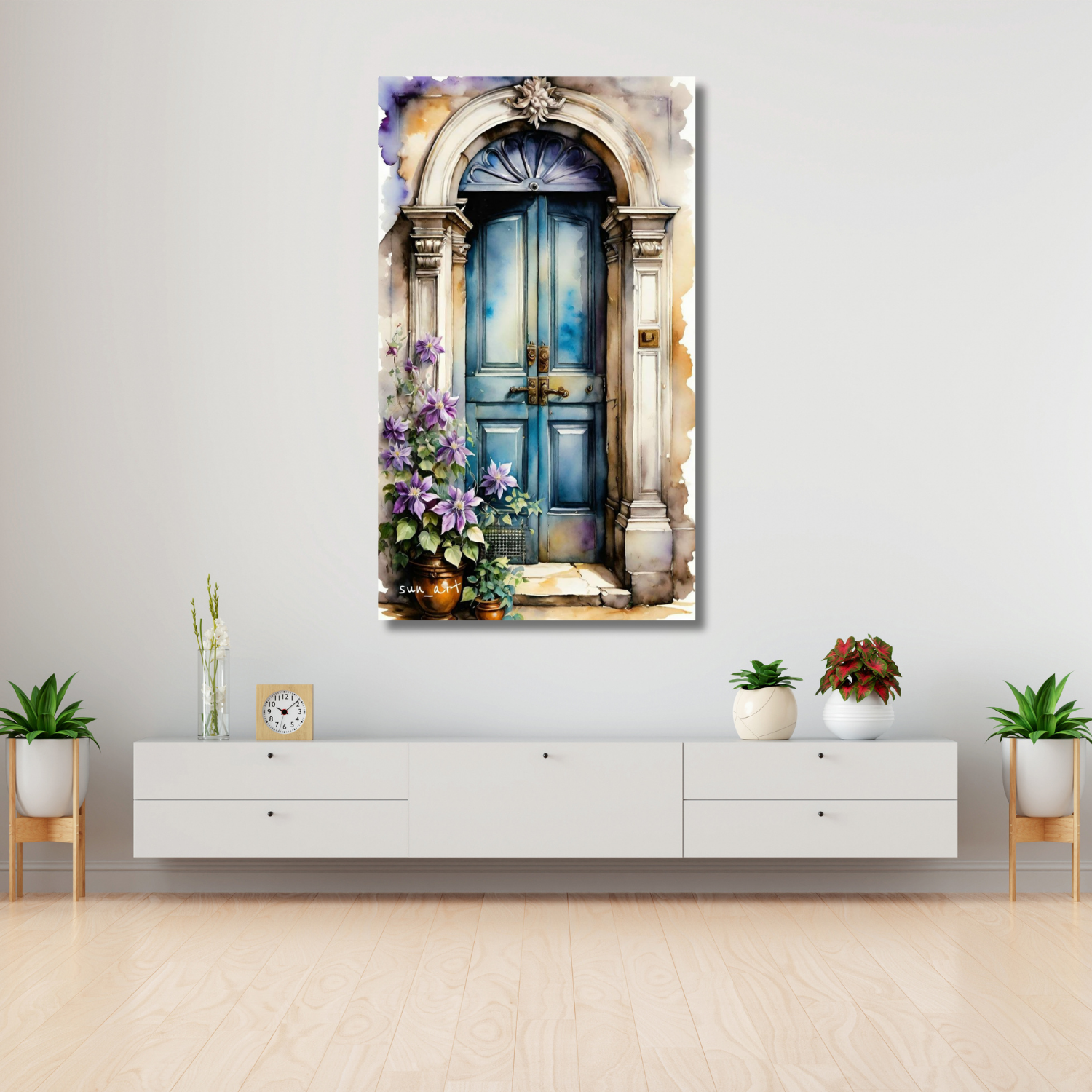 Canvas Landscape Flowers and Door HD Digital Print Painting Living Room Painting