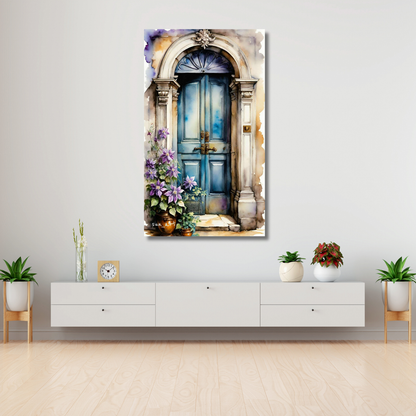 Canvas Landscape Flowers and Door HD Digital Print Painting Living Room Painting