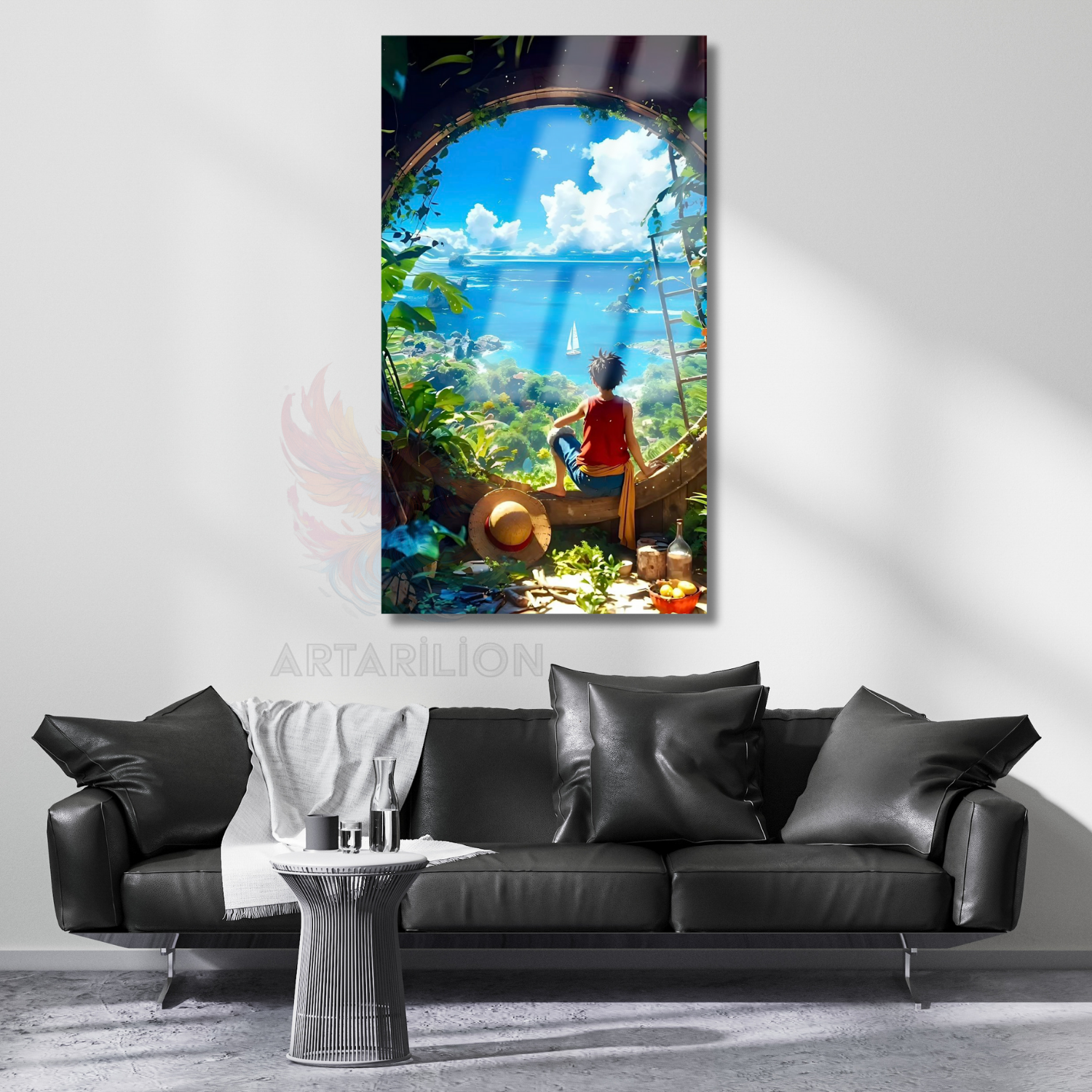 Glass Anime Painting One Piece Glass HD Digital Print Painting Living Room Painting