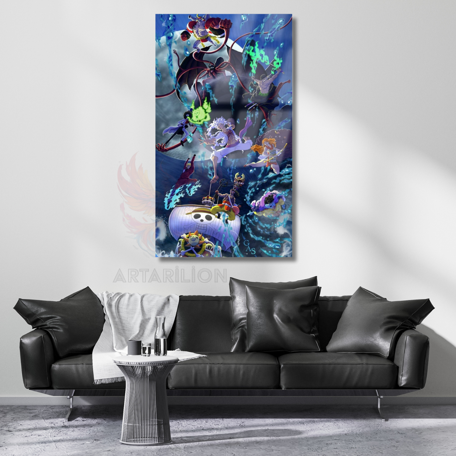 Glass Anime Painting One Piece Glass HD Digital Print Painting Living Room TV Series Film Painting