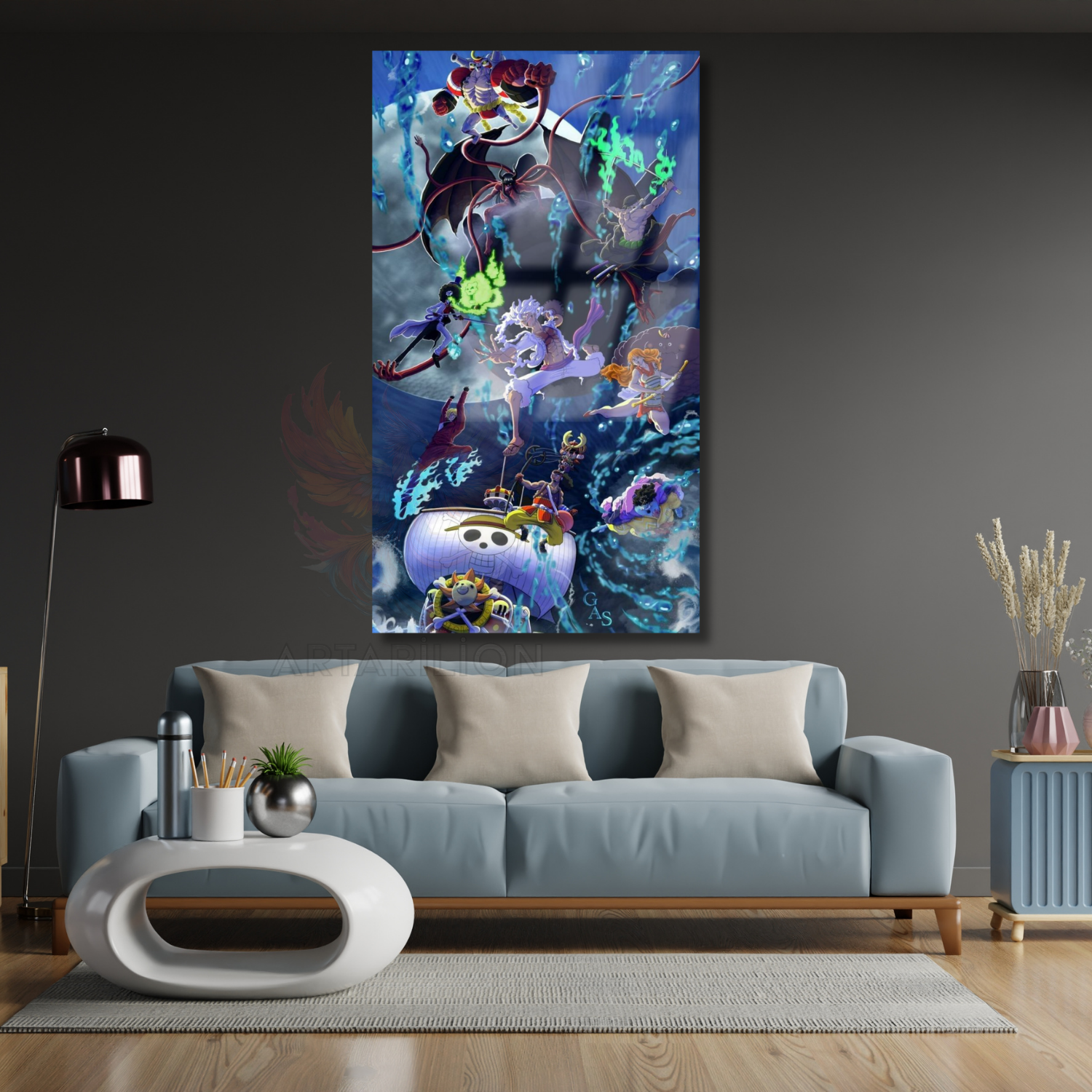 Glass Anime Painting One Piece Glass HD Digital Print Painting Living Room TV Series Film Painting