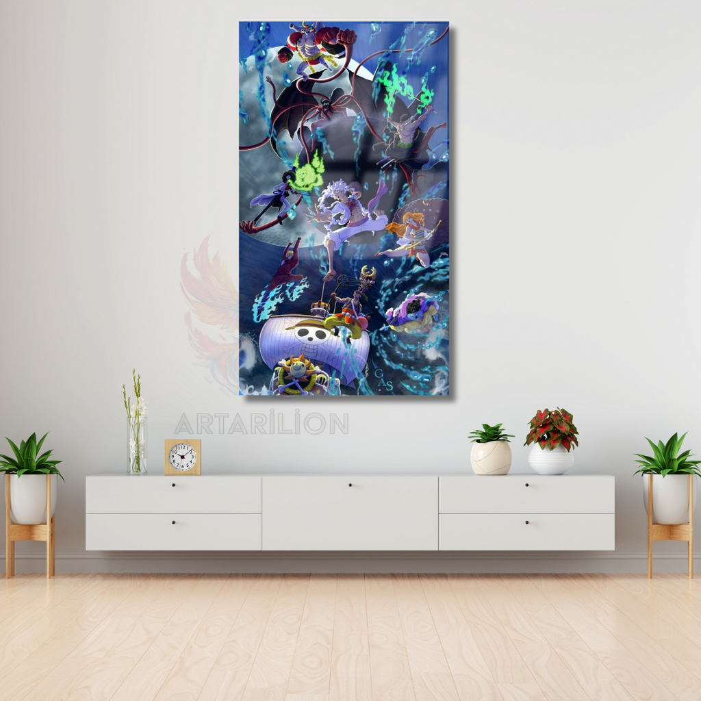 Glass Anime Painting One Piece Glass HD Digital Print Painting Living Room TV Series Film Painting