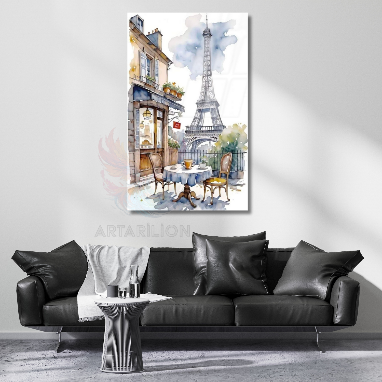 Watercolor Looking Glass Paris Eiffel Tower Painting Glass Painting