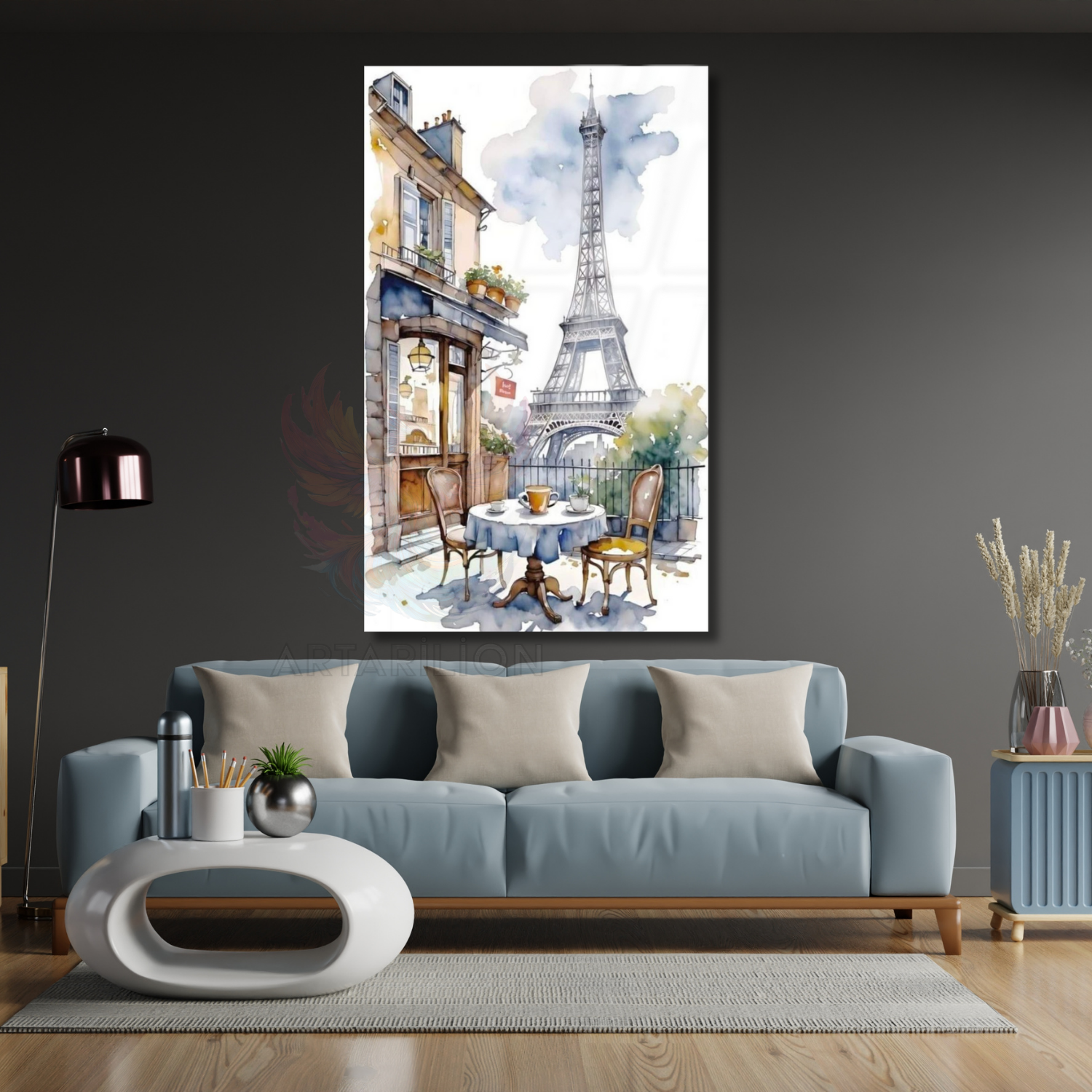 Watercolor Looking Glass Paris Eiffel Tower Painting Glass Painting