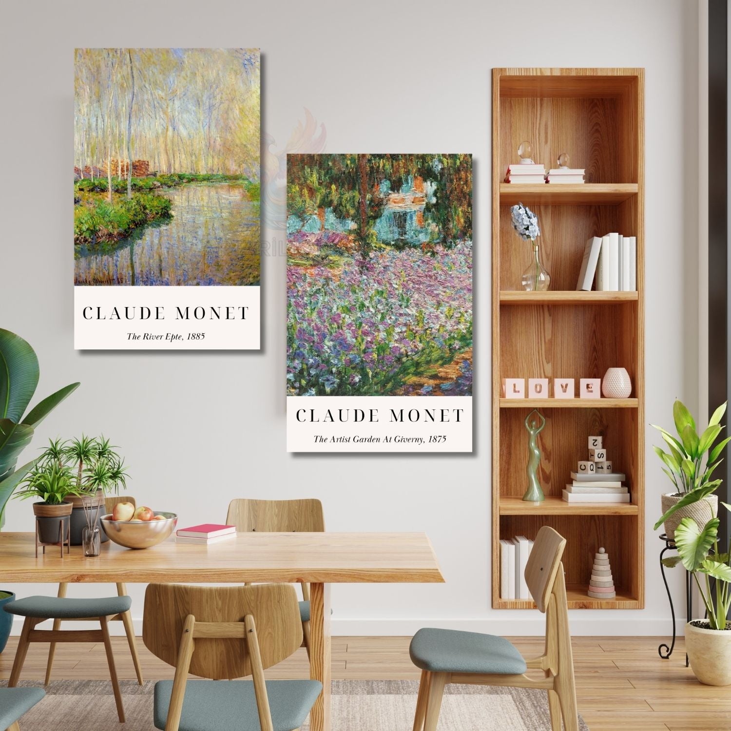 Claude Monet Klasik Ressam Empresyonizm Dikey 2'li Kanvas Tablo Seti