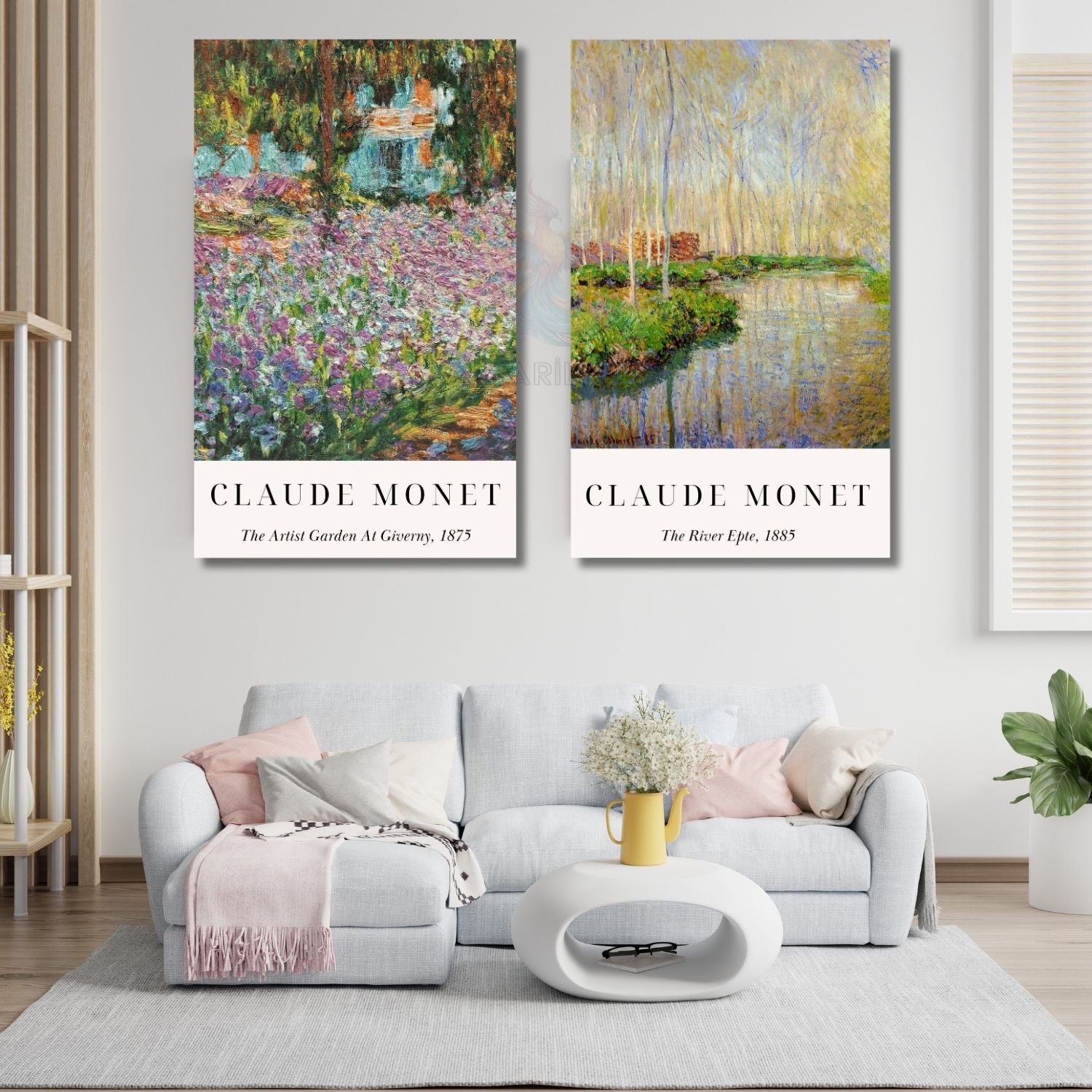 Claude Monet Klasik Ressam Empresyonizm Dikey 2'li Kanvas Tablo Seti