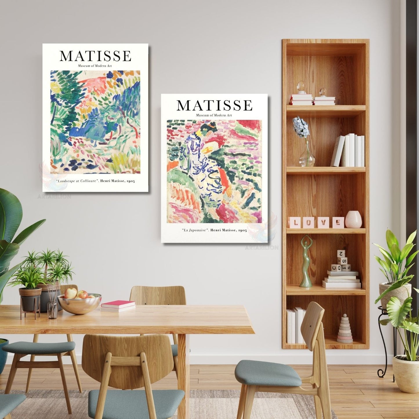 Dikey 2'li Kanvas Tablo Seti Henri Matisse Salon Ev  Ofis Tablosu Yeni Ev Hediyesi Baskı Tablo