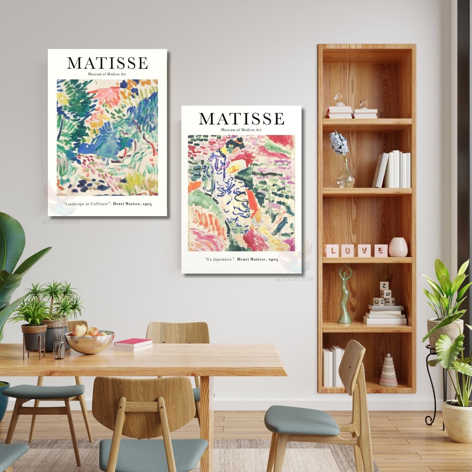 Henri Matisse Dikey 2'li Kanvas Tablo Seti