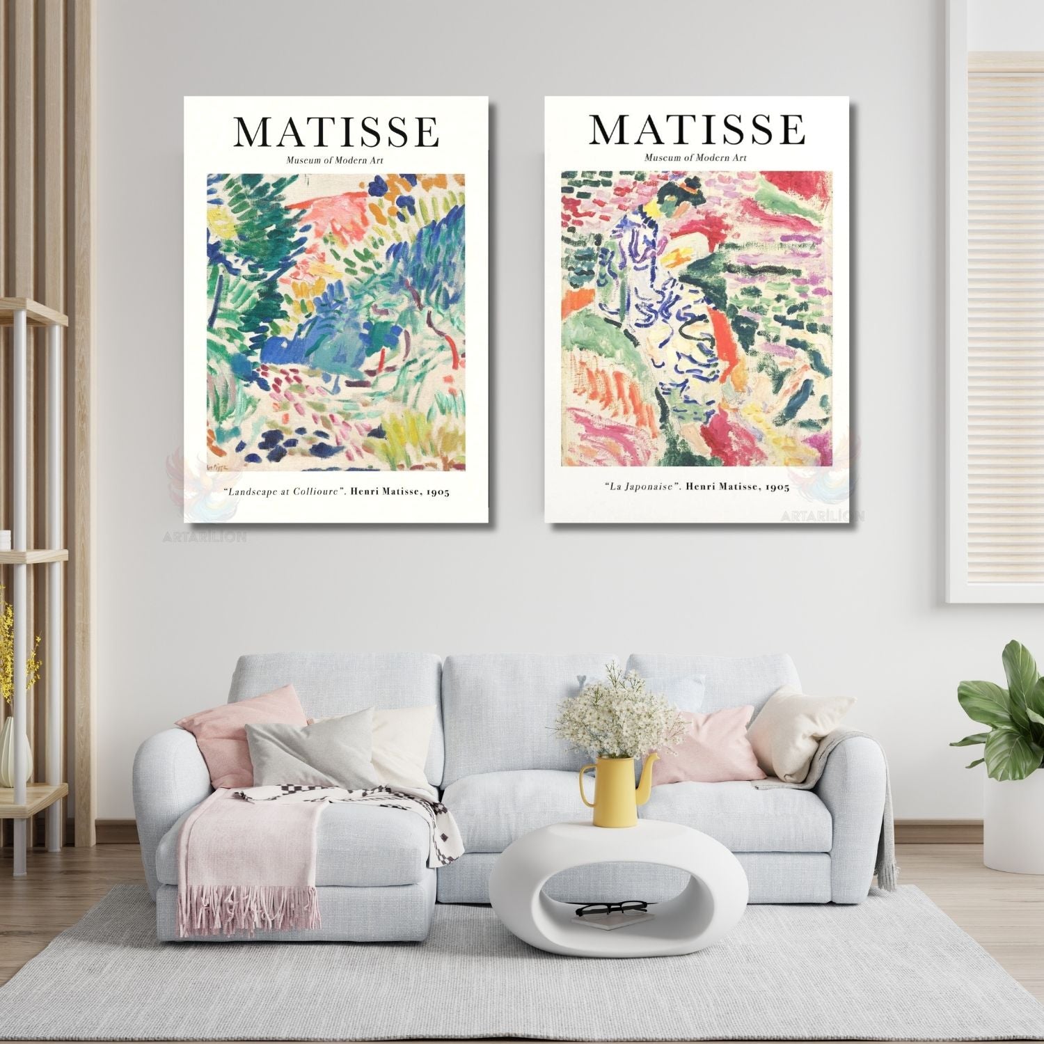 Henri Matisse Dikey 2'li Kanvas Tablo Seti