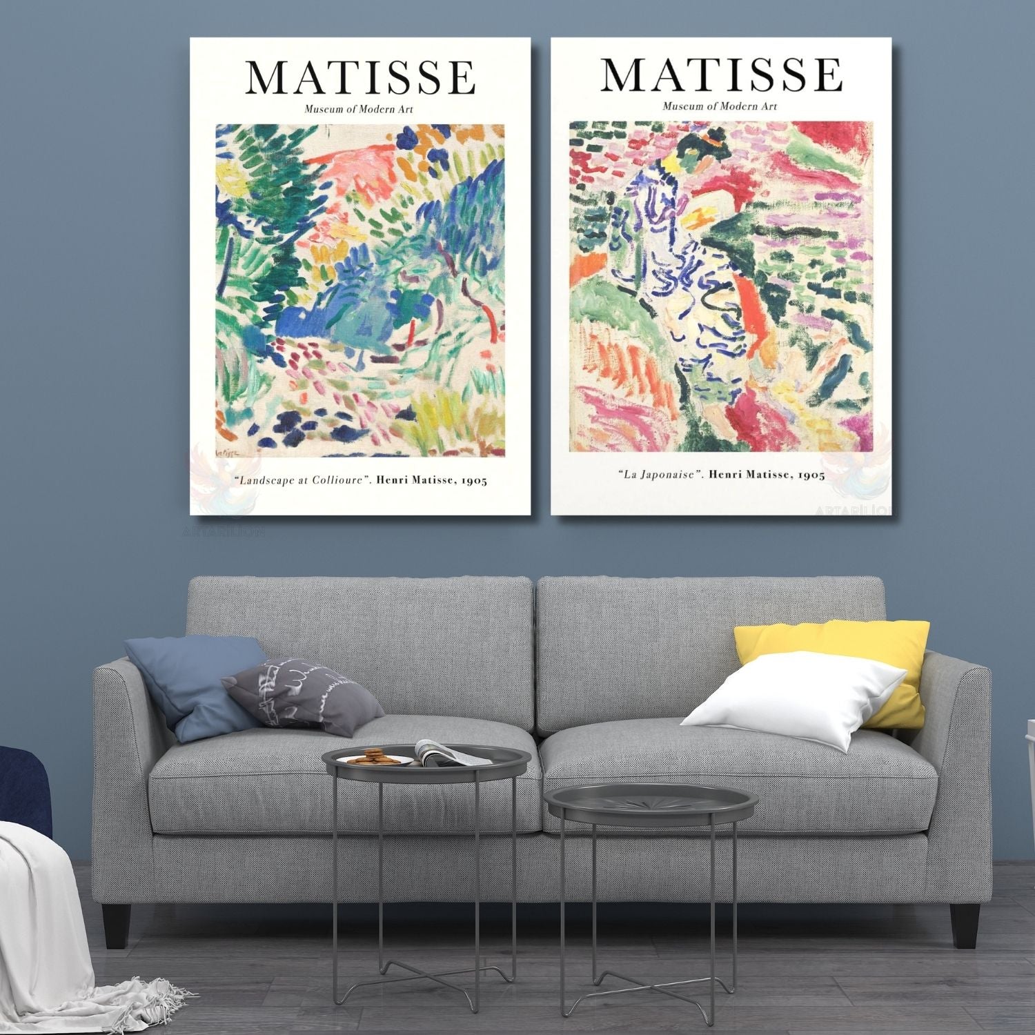 Henri Matisse Dikey 2'li Kanvas Tablo Seti