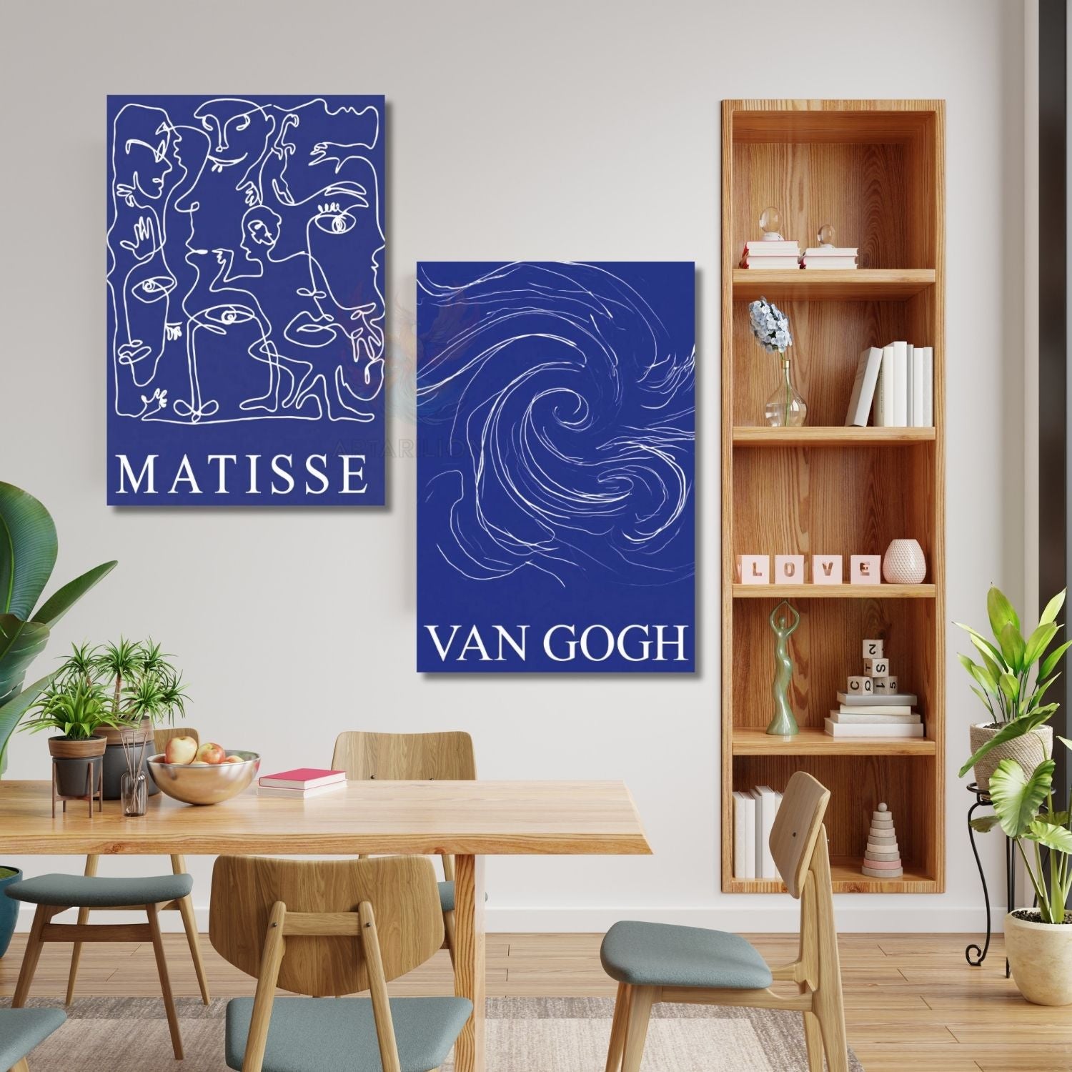 Van Gogh Henri Matisse Dikey 2'li Kanvas Tablo Seti