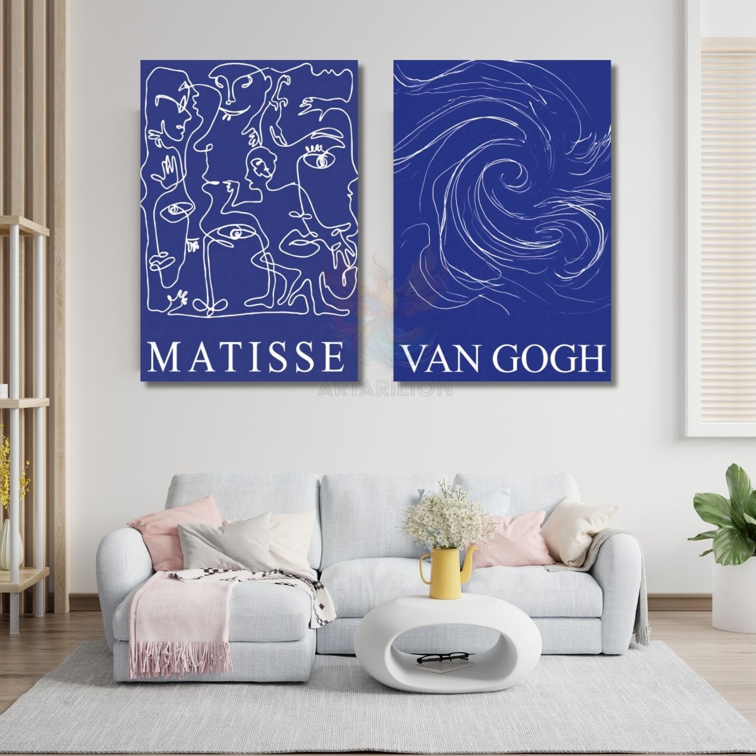 Van Gogh Henri Matisse Dikey 2'li Kanvas Tablo Seti