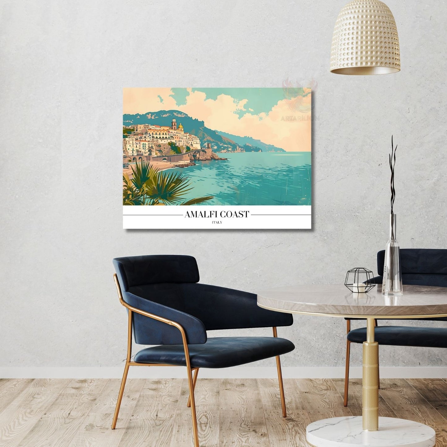 Yatay Kanvas Tablo Salon Tablosu Amalfi Sahili İtalya Kanvas Duvar Tablosu Ev Ofis Tablosu