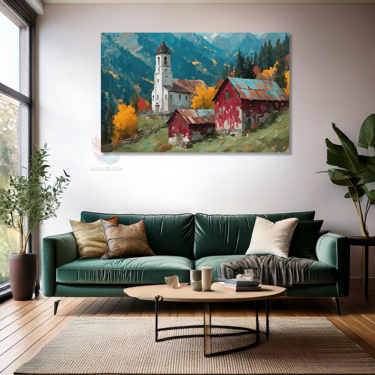 Kanvas Dikey Duvar Tablosu Kanvas Sonbahar Manzarasi5 Ev Ofis Salon Modern Duvar Tablosu