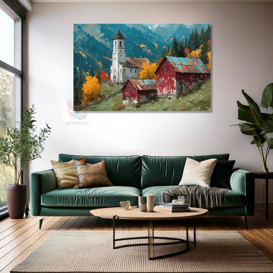 Kanvas Dikey Duvar Tablosu Kanvas Sonbahar Manzarasi5 Ev Ofis Salon Modern Duvar Tablosu