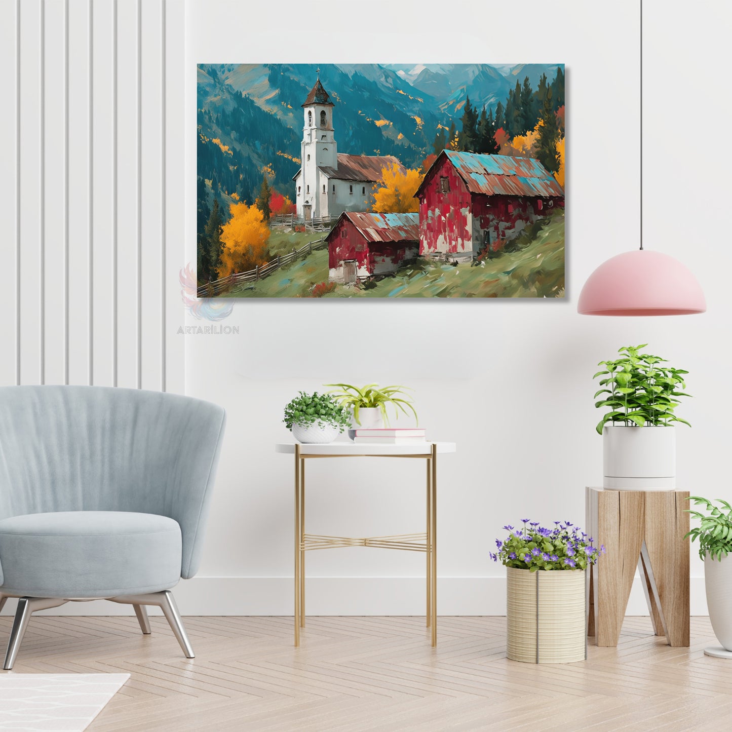 Kanvas Dikey Duvar Tablosu Kanvas Sonbahar Manzarasi5 Ev Ofis Salon Modern Duvar Tablosu