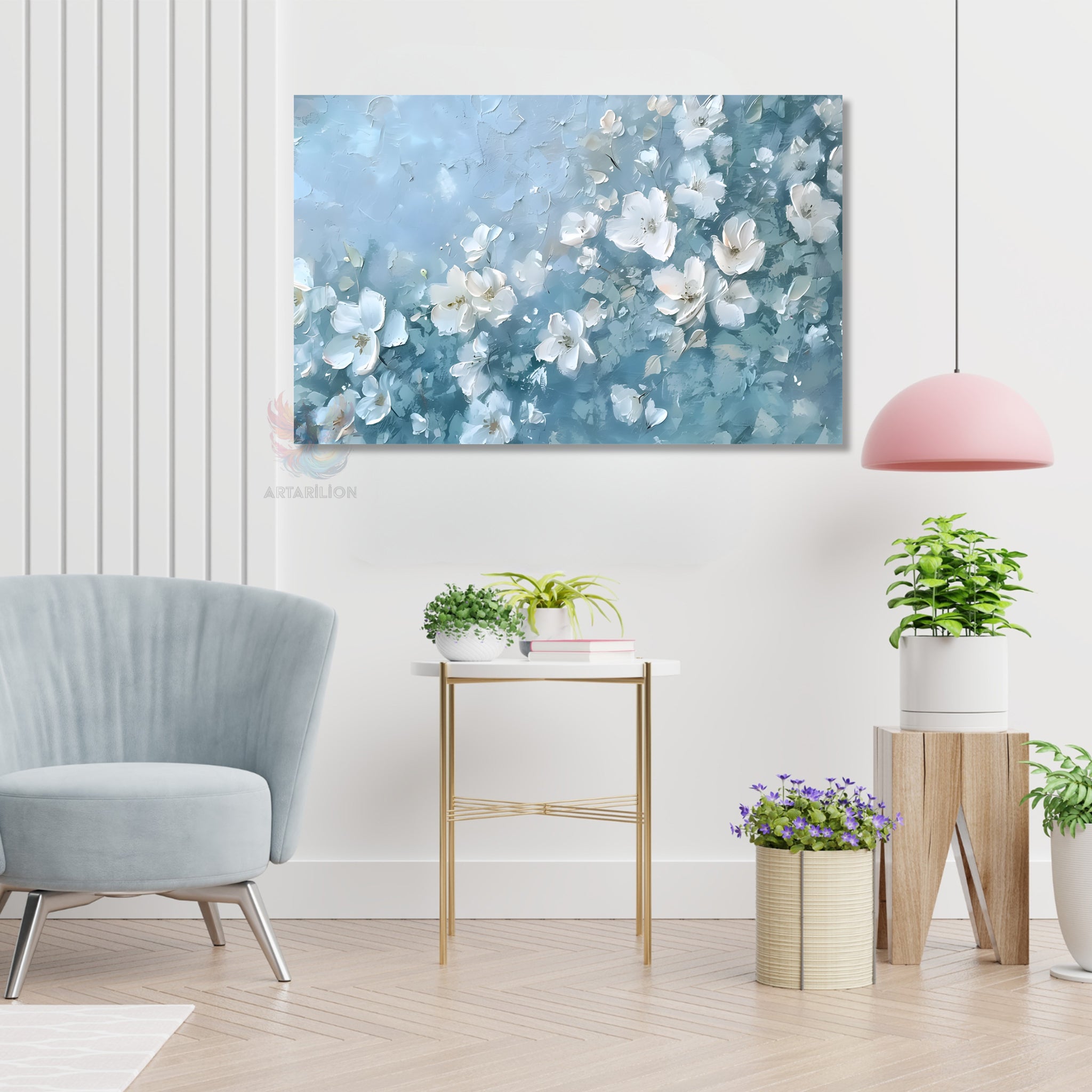 Soyut Çiçek Sanatı Modern Dikey Kanvas Tablo
