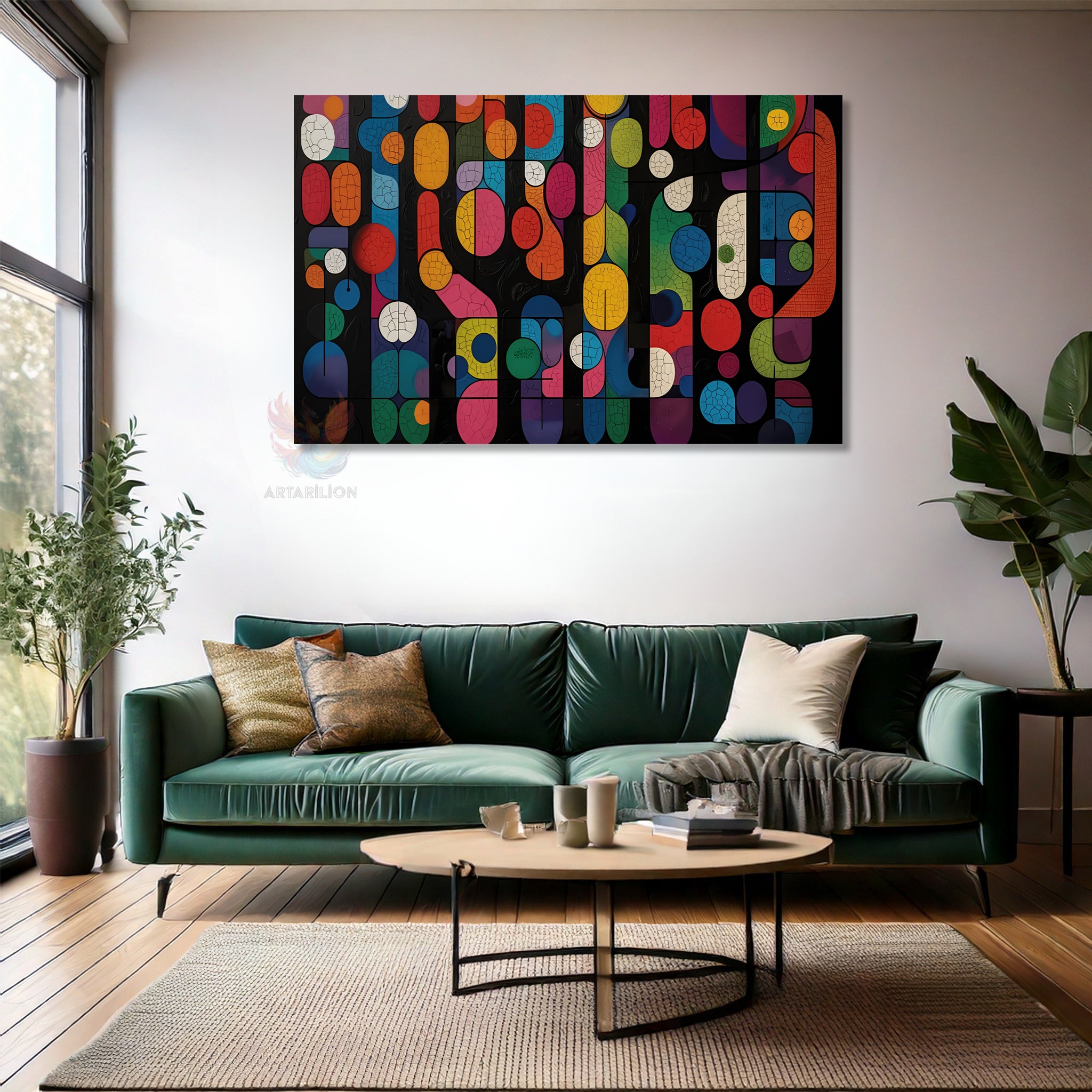 Soyut Geometrik Sanat Modern Zarif Dikey Kanvas Tablo