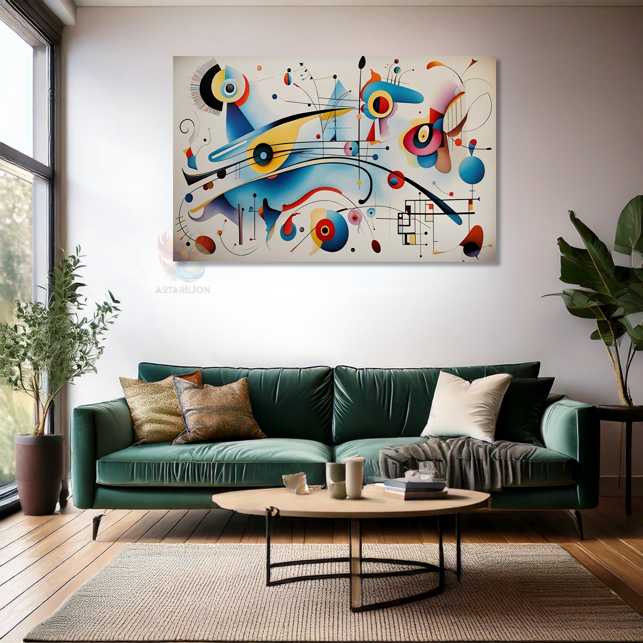 Soyut Geometrik Sanat Modern Özgün Dikey Kanvas Tablo
