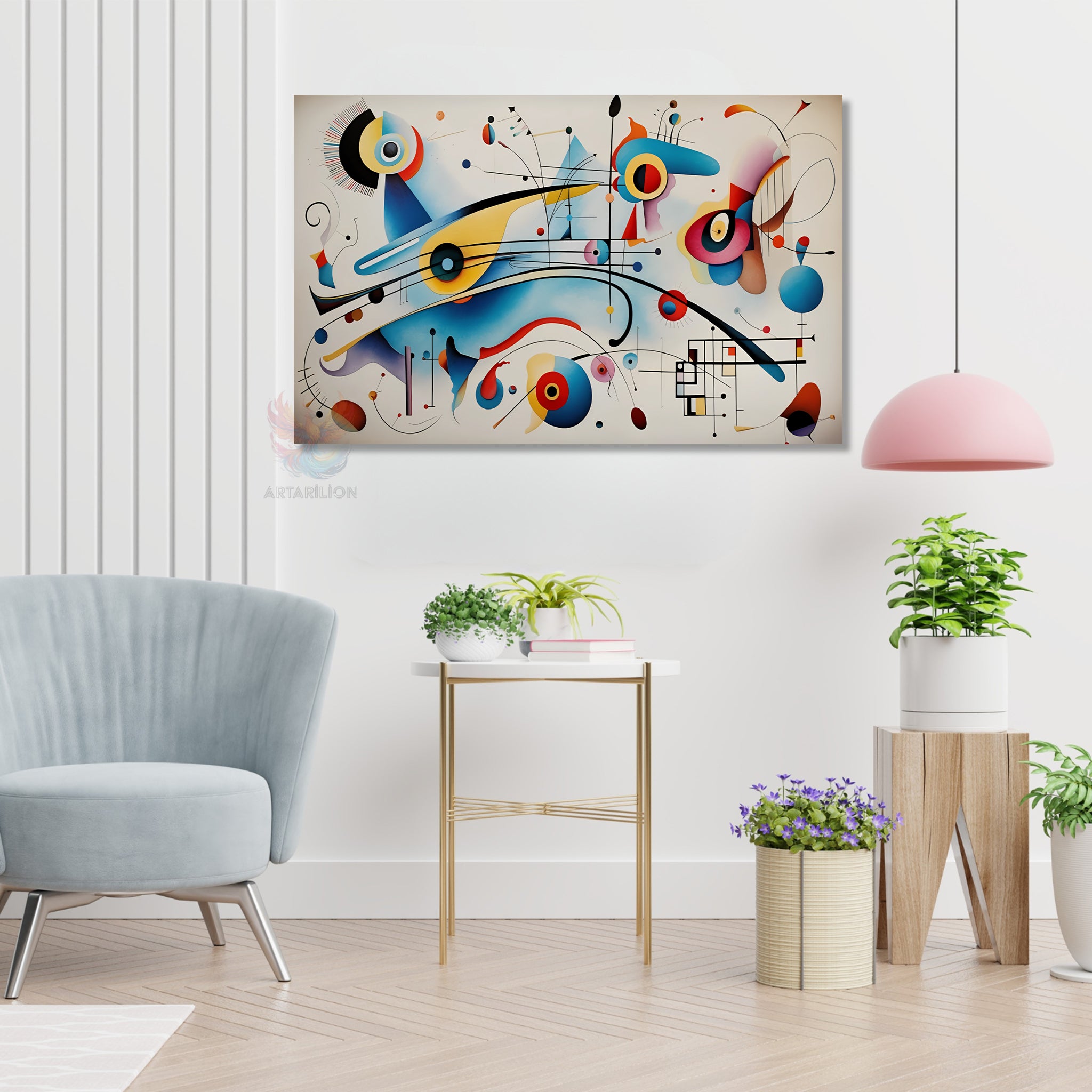 Soyut Geometrik Sanat Modern Özgün Dikey Kanvas Tablo