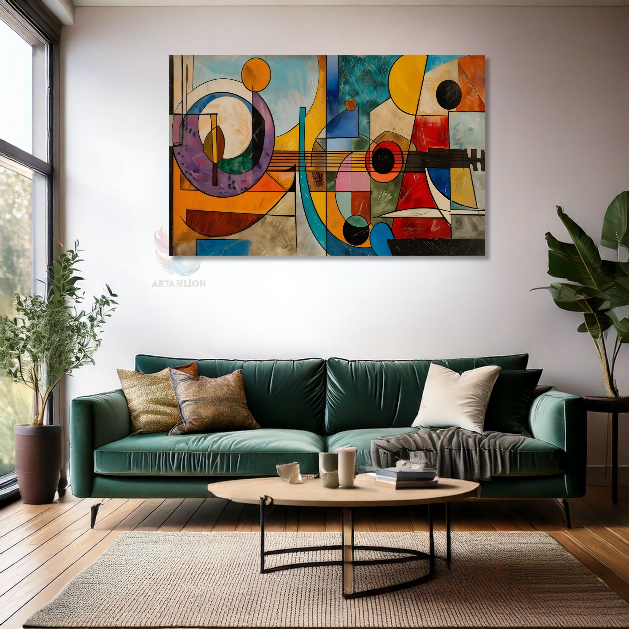 Soyut Geometrik Sanat Modern Dikey Kanvas Tablo
