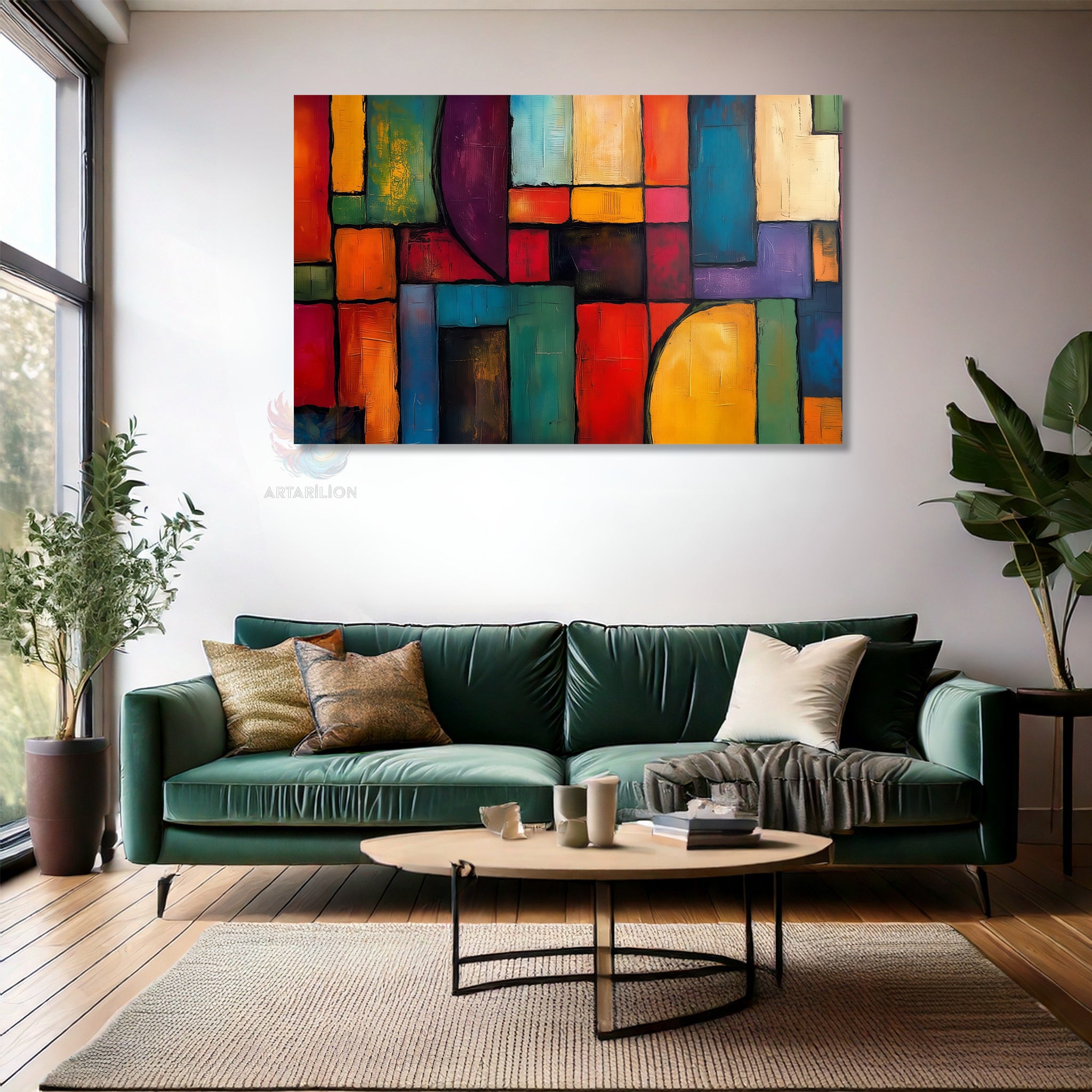 Soyut Geometrik Sanat Modern Seçkin Dikey Kanvas Tablo