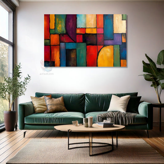 Kanvas Dikey Duvar Tablosu Kanvas Soyut Geometrik Sanat2 Ev Ofis Salon Modern Duvar Tablosu