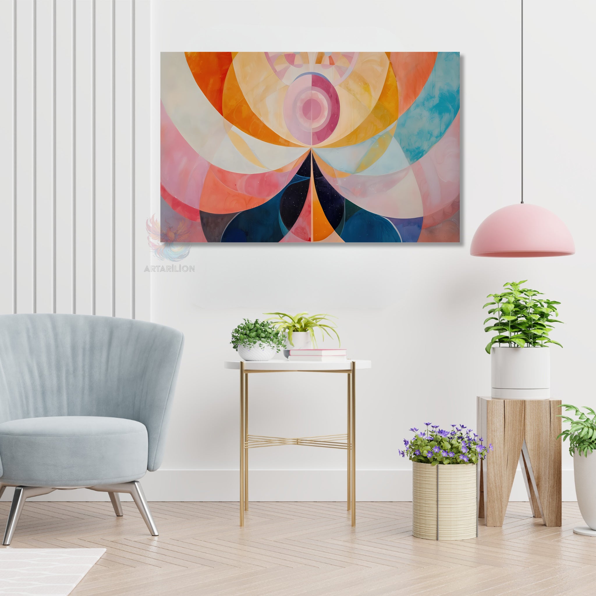 Soyut Geometrik Sanat Modern Estetik Dikey Kanvas Tablo
