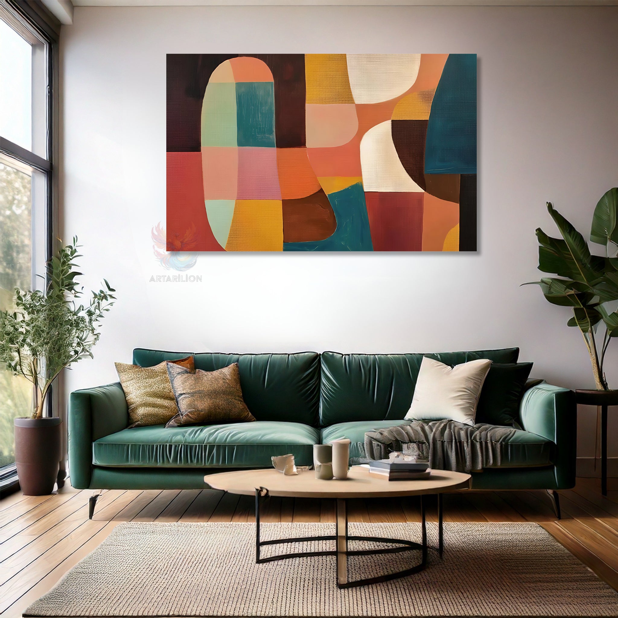 Soyut Geometrik Sanat Modern Dekoratif Dikey Kanvas Tablo