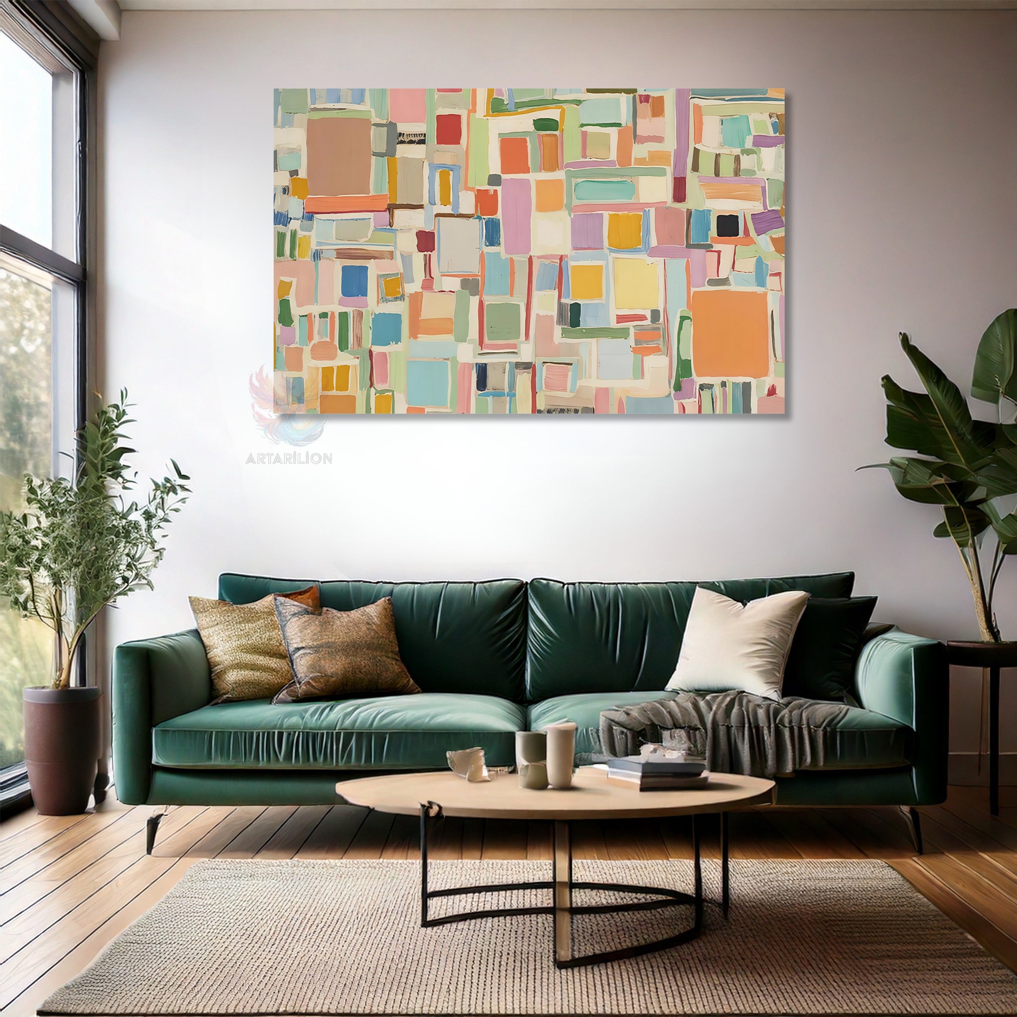 Soyut Geometrik Sanat Modern Sanatsal Dikey Kanvas Tablo
