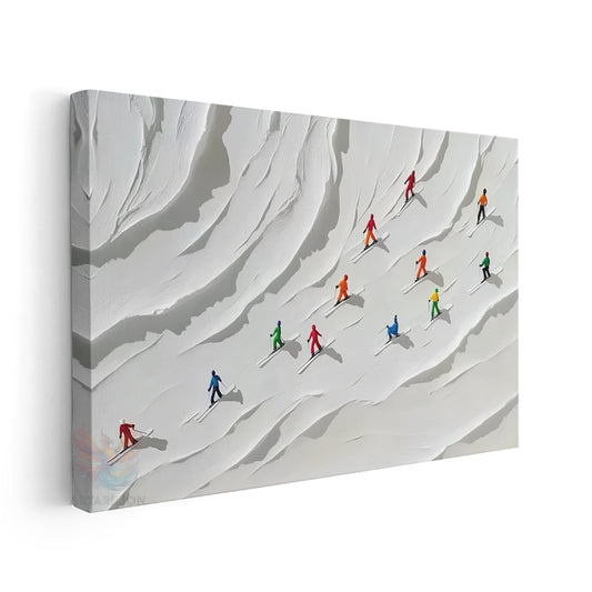 Canvas Vertical Wall Art Abstract Skiers Home Office Living Room Modern Wall Painting