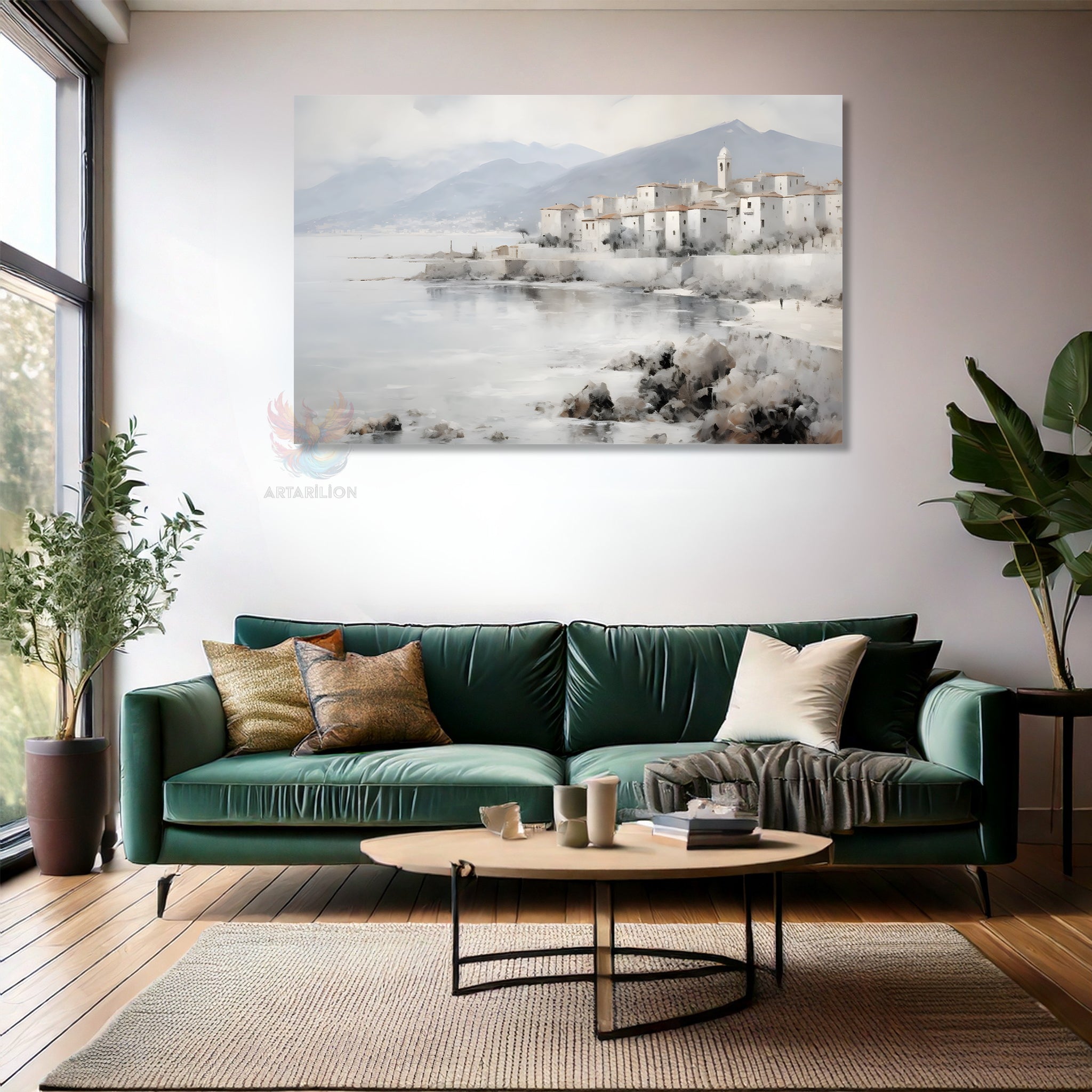 Soyut Kıyı Manzarası Modern Dikey Kanvas Tablo