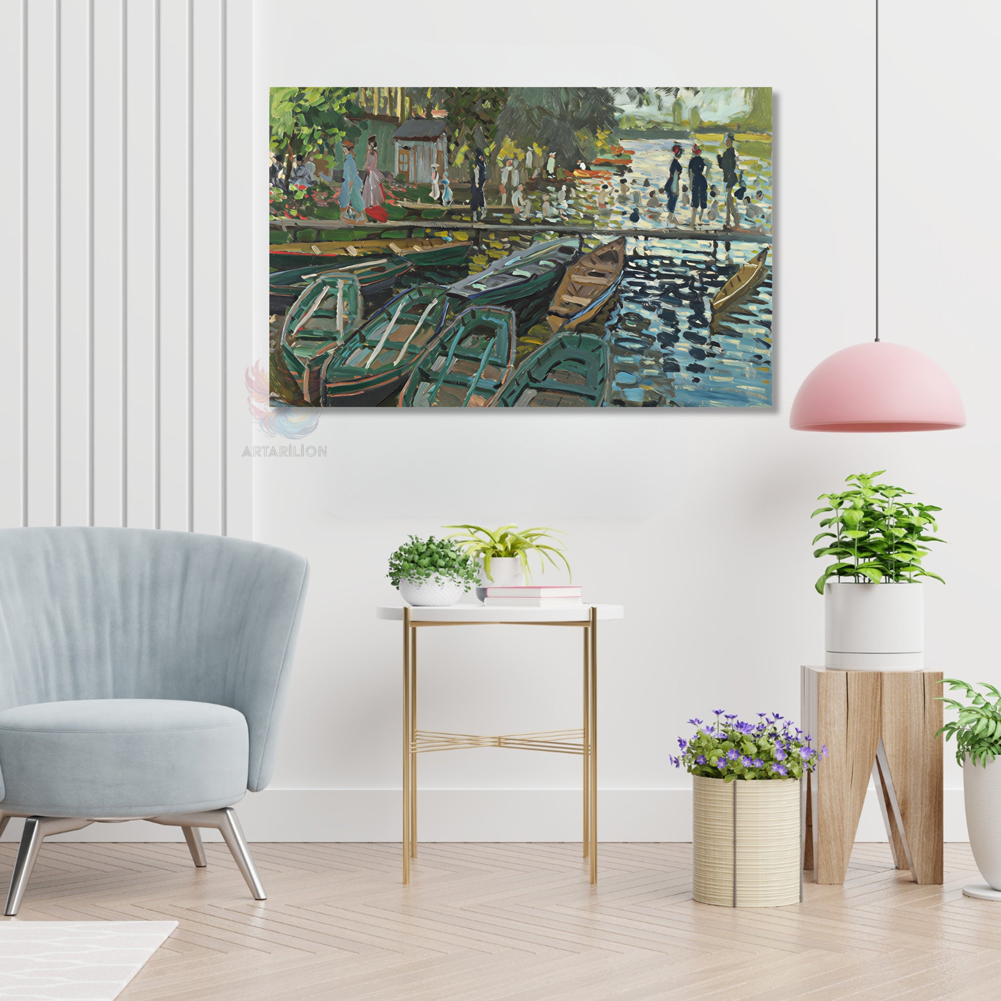 Soyut Kıyı Manzarası Modern Özgün Dikey Kanvas Tablo