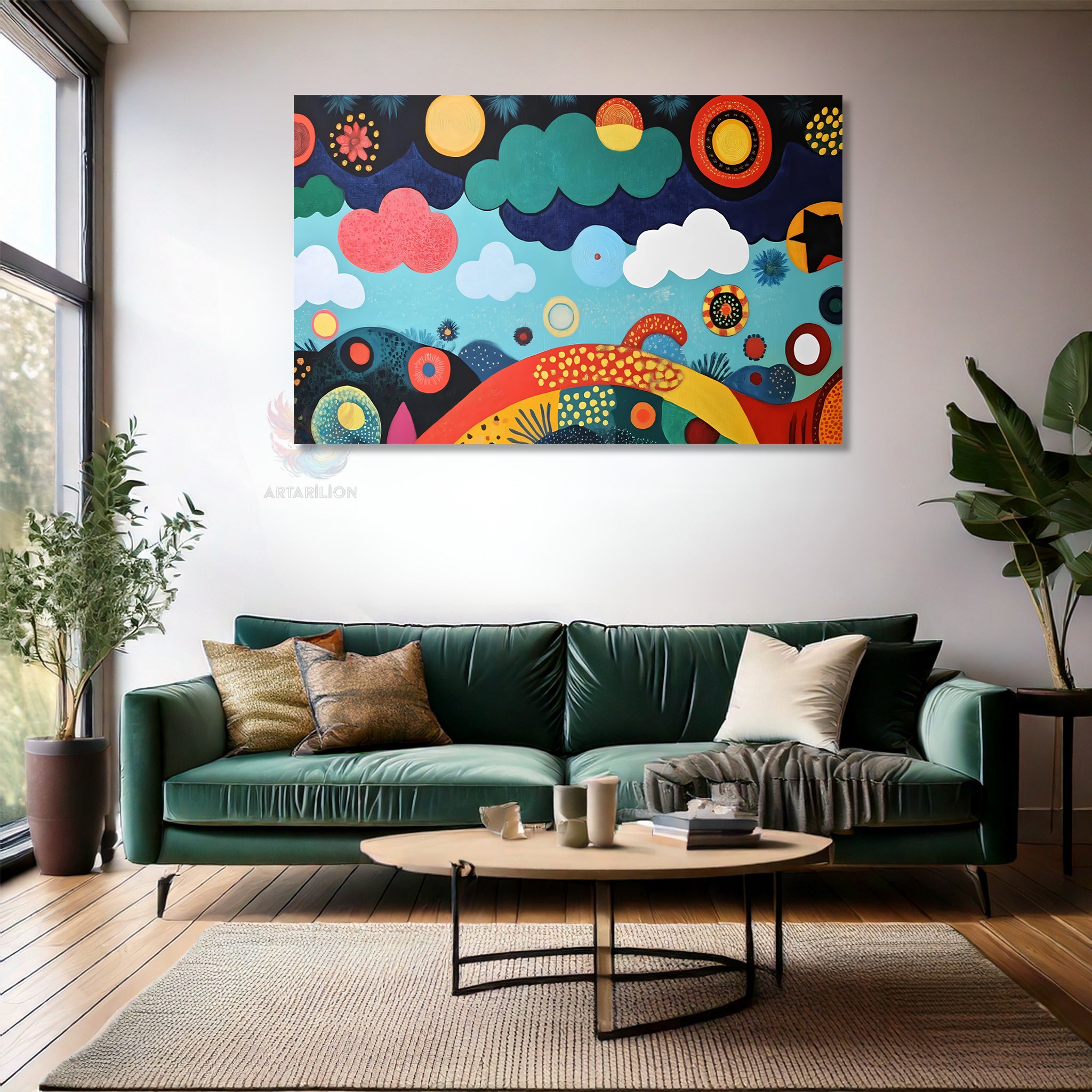 Soyut Sanat Modern Çarpıcı Dikey Kanvas Tablo